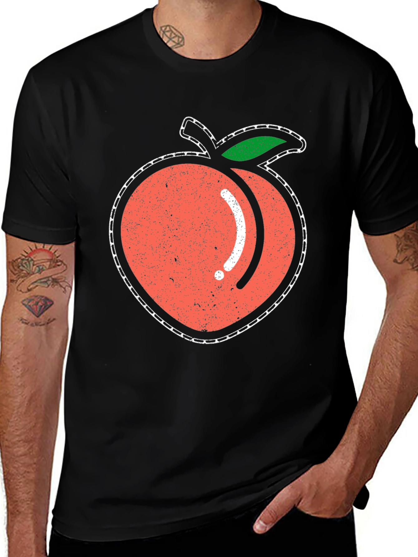 Black Peach Graphic Tee - Black Cotton T-Shirt main image