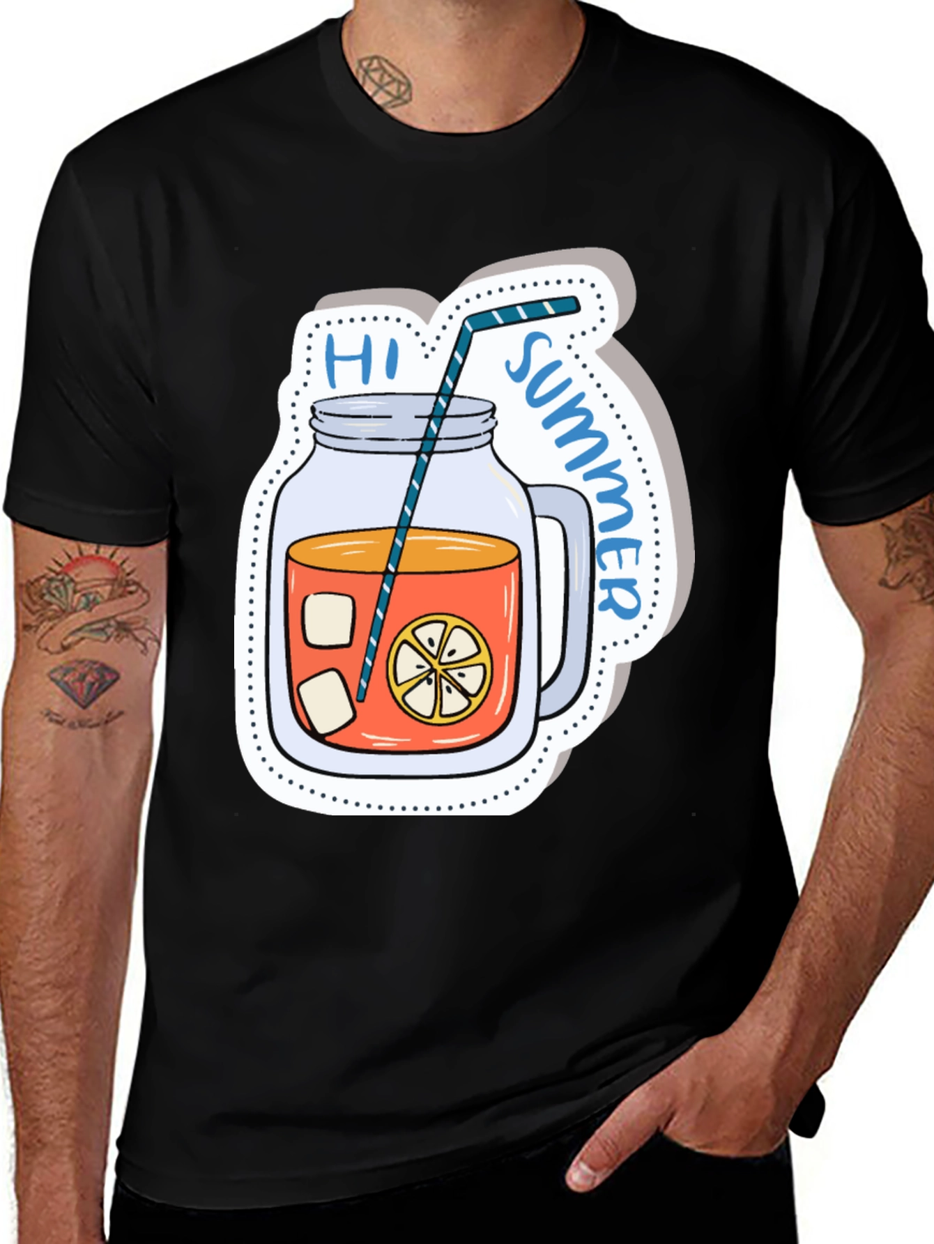 Variant 19 of Summer Drink Graphic Tee - Men's Black T-Shirt