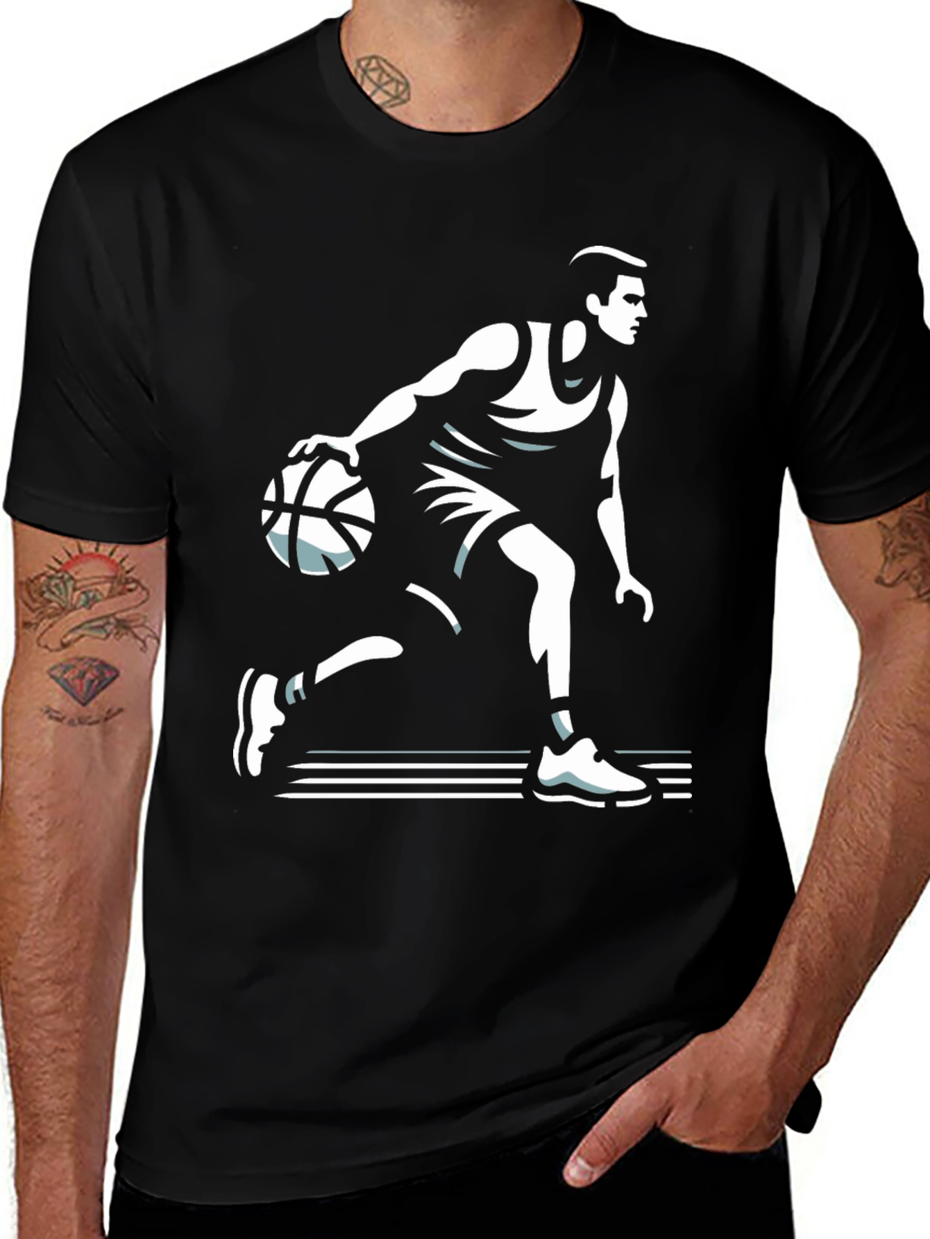 Variant 11 of Basketball Player Graphic T-Shirt - Black