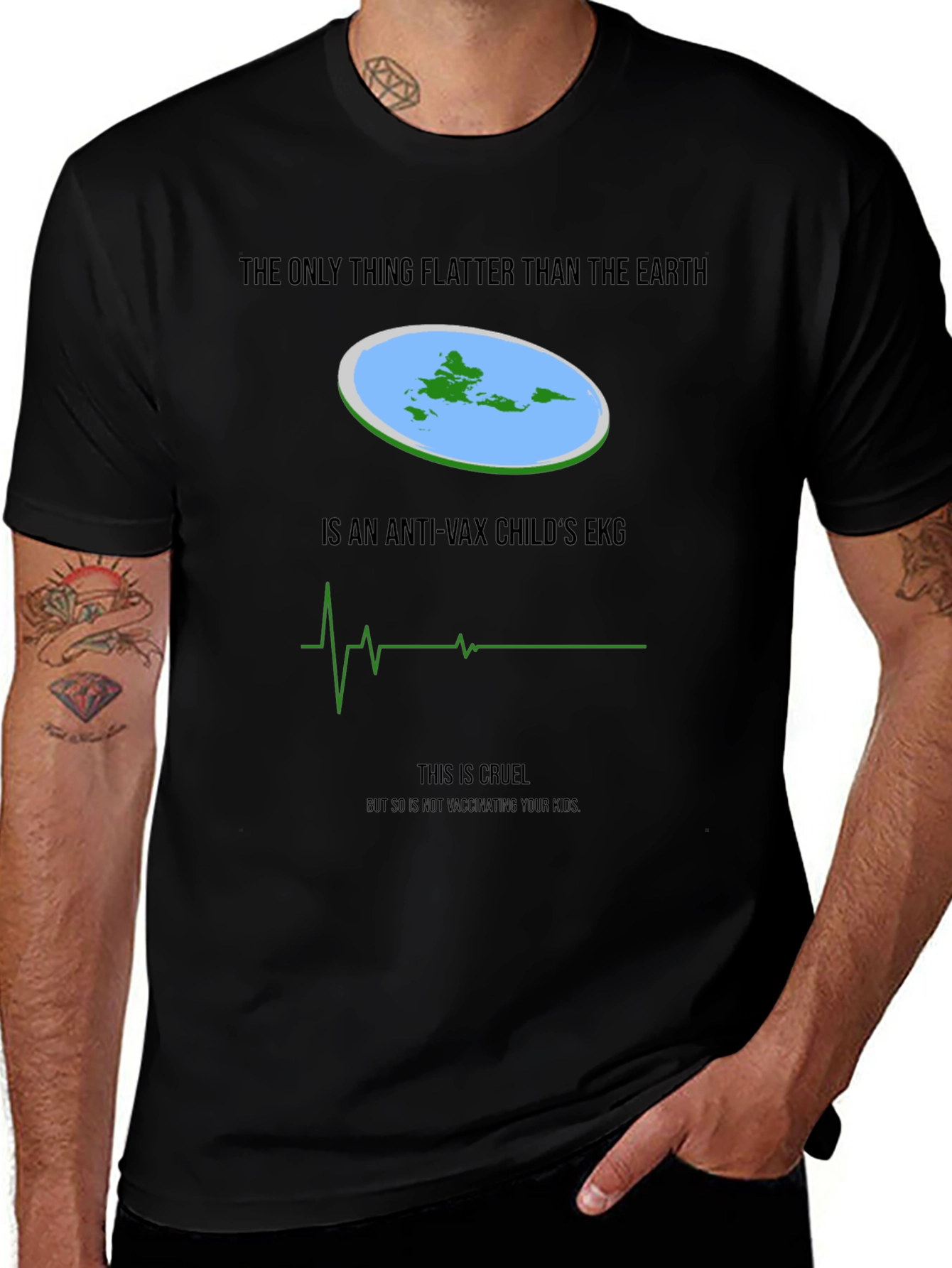 Variant 2 of Anti-Vax Flat Earth T-Shirt