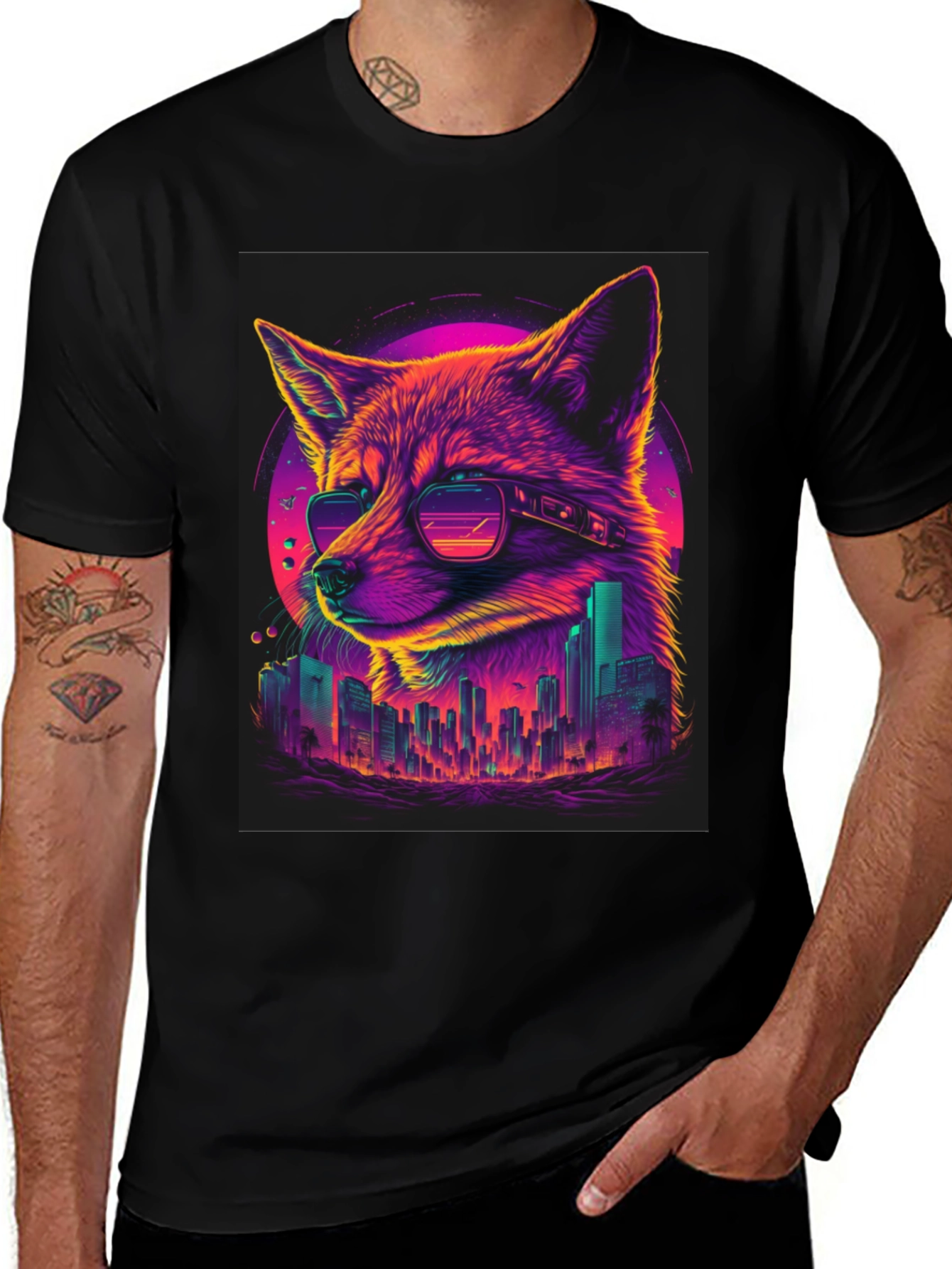 Variant 9 of Retro Fox Cityscape Graphic Tee