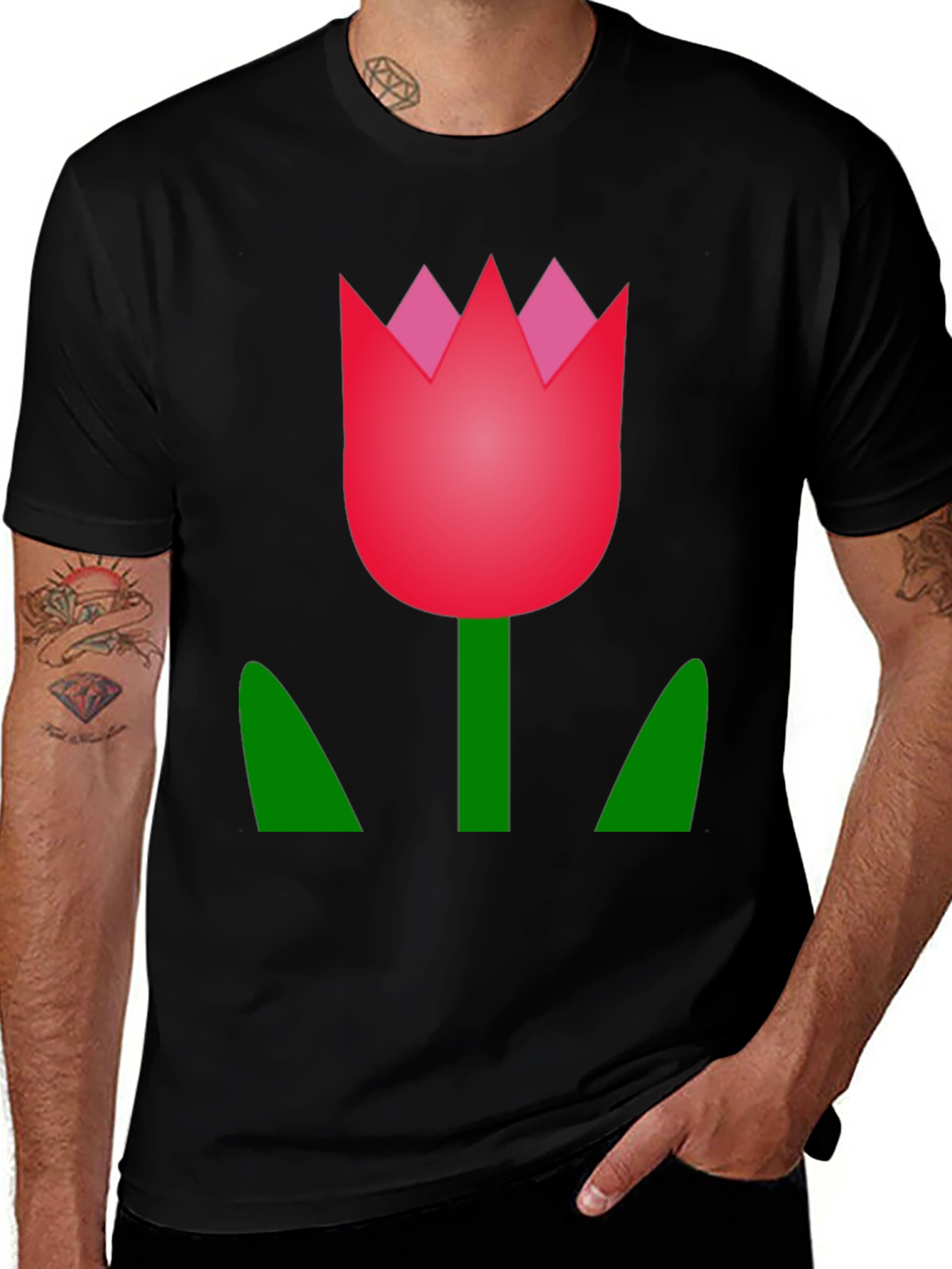 Variant 22 of Tulip Graphic Tee - Black Cotton Casual T-Shirt