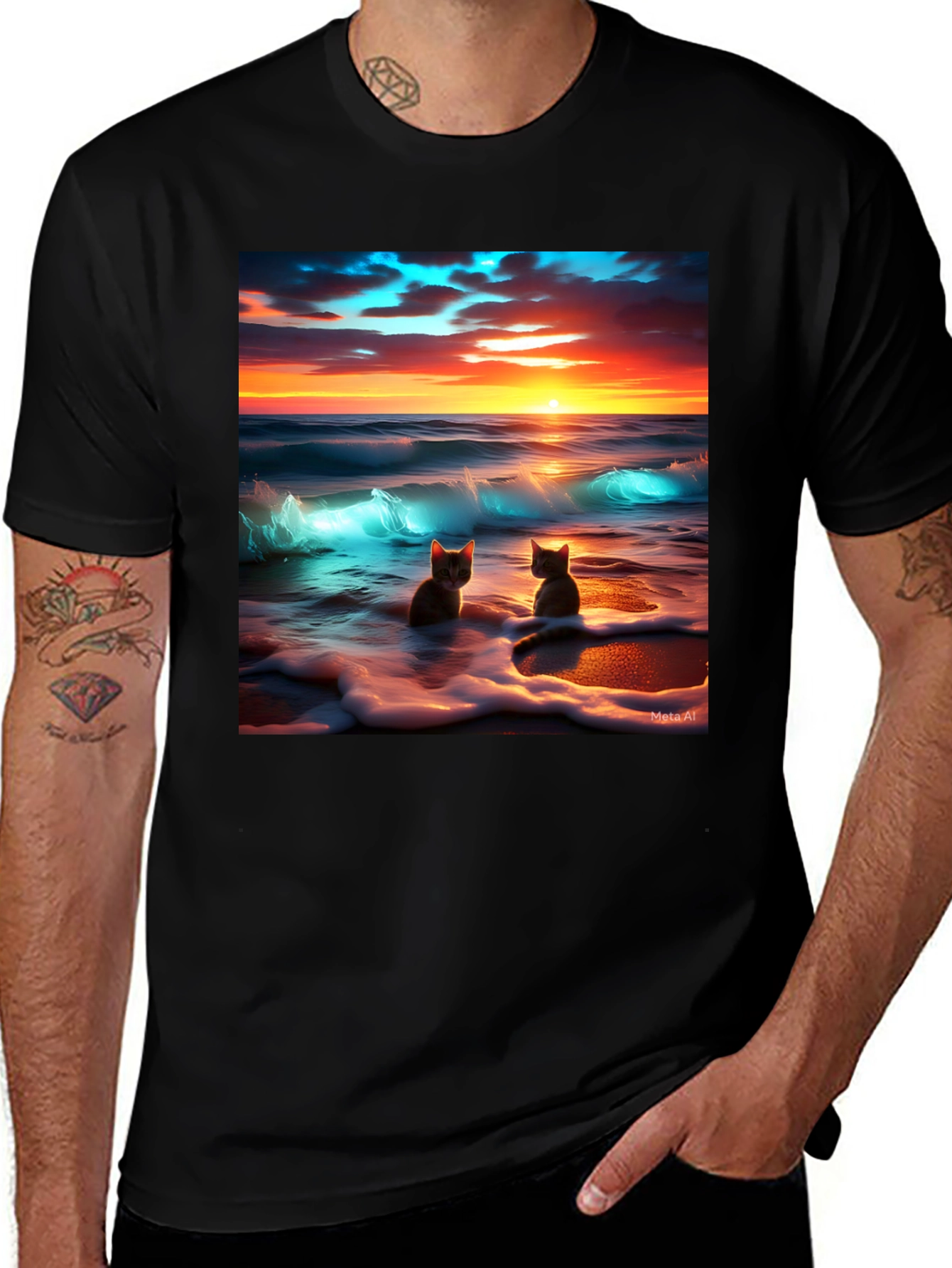 Variant 22 of Sunset Cats Ocean T-Shirt