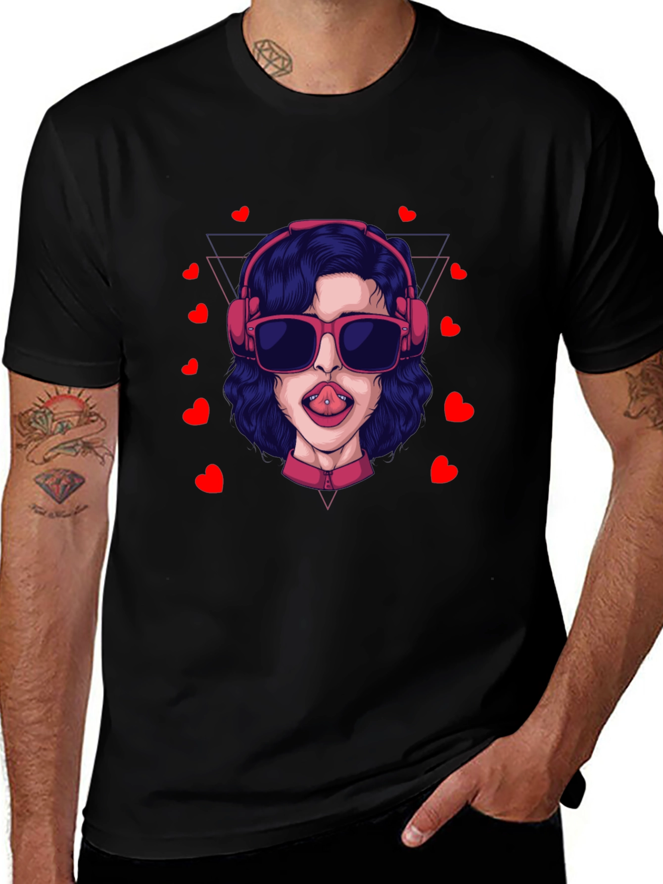 Variant 15 of Black T-Shirt with Cool Girl Graphic