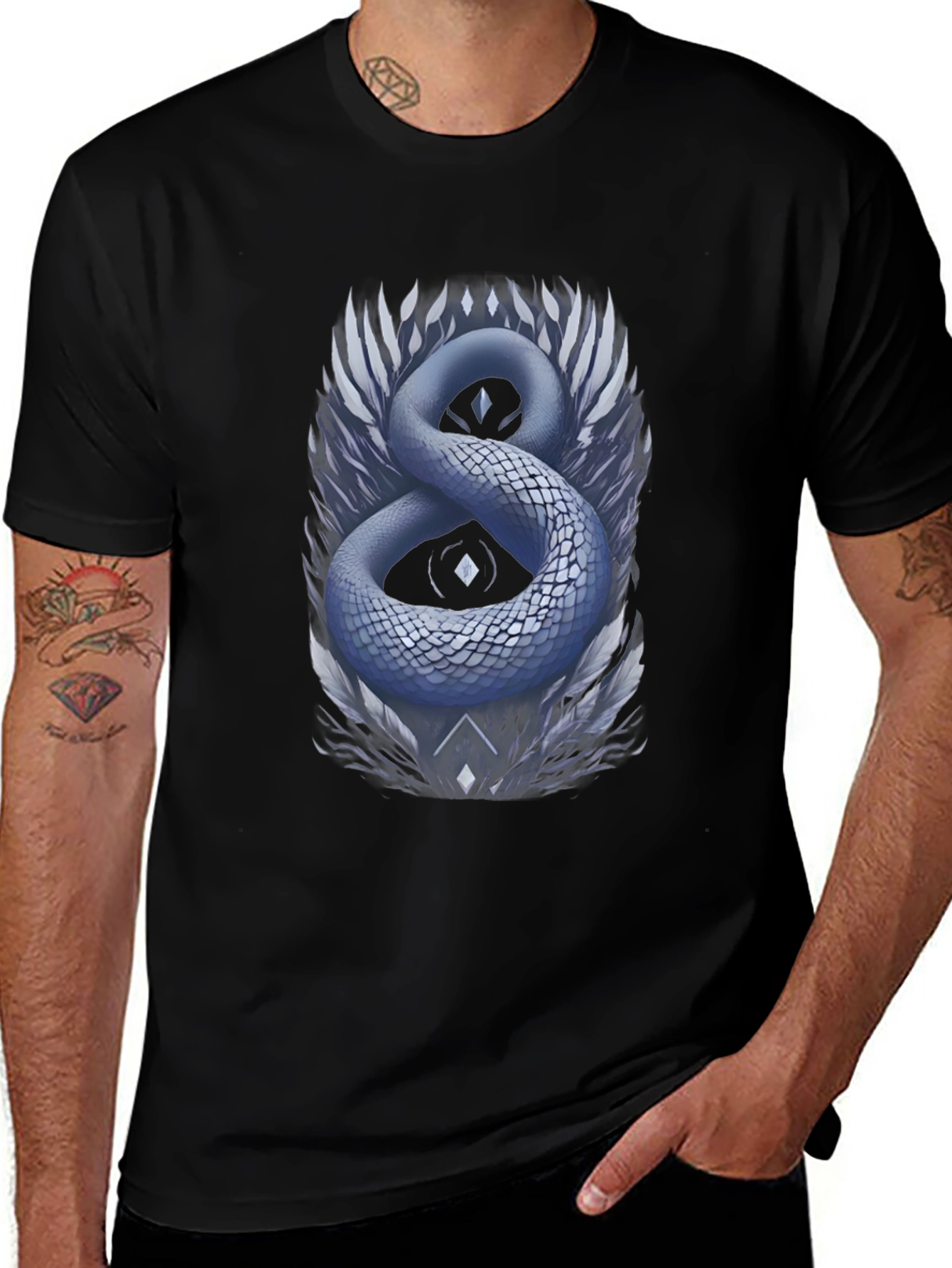 Variant 29 of Mystic Serpent Graphic Tee - Stylish Men's Black T-Shirt