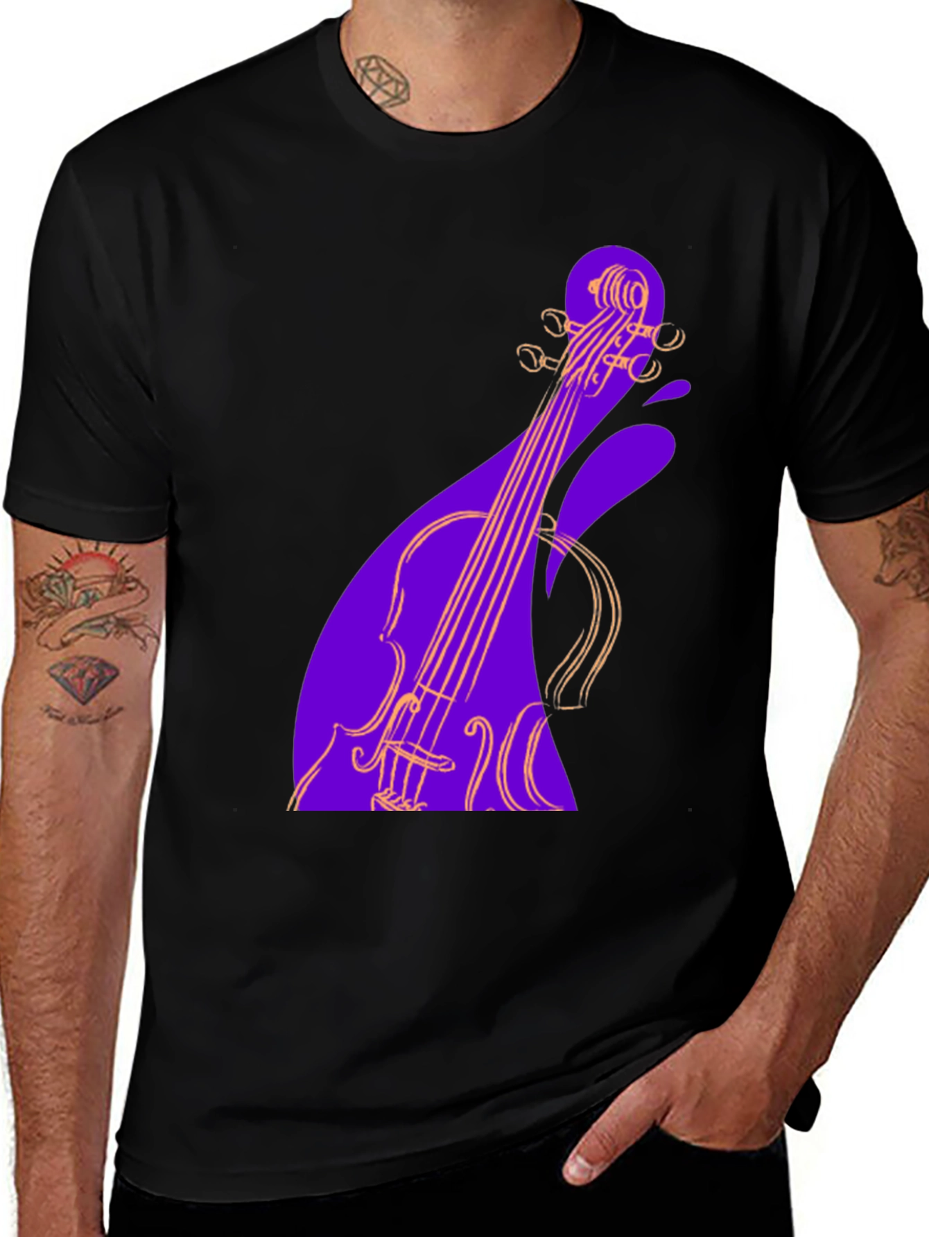 Variant 16 of Abstract Violin Graphic Tee - Black