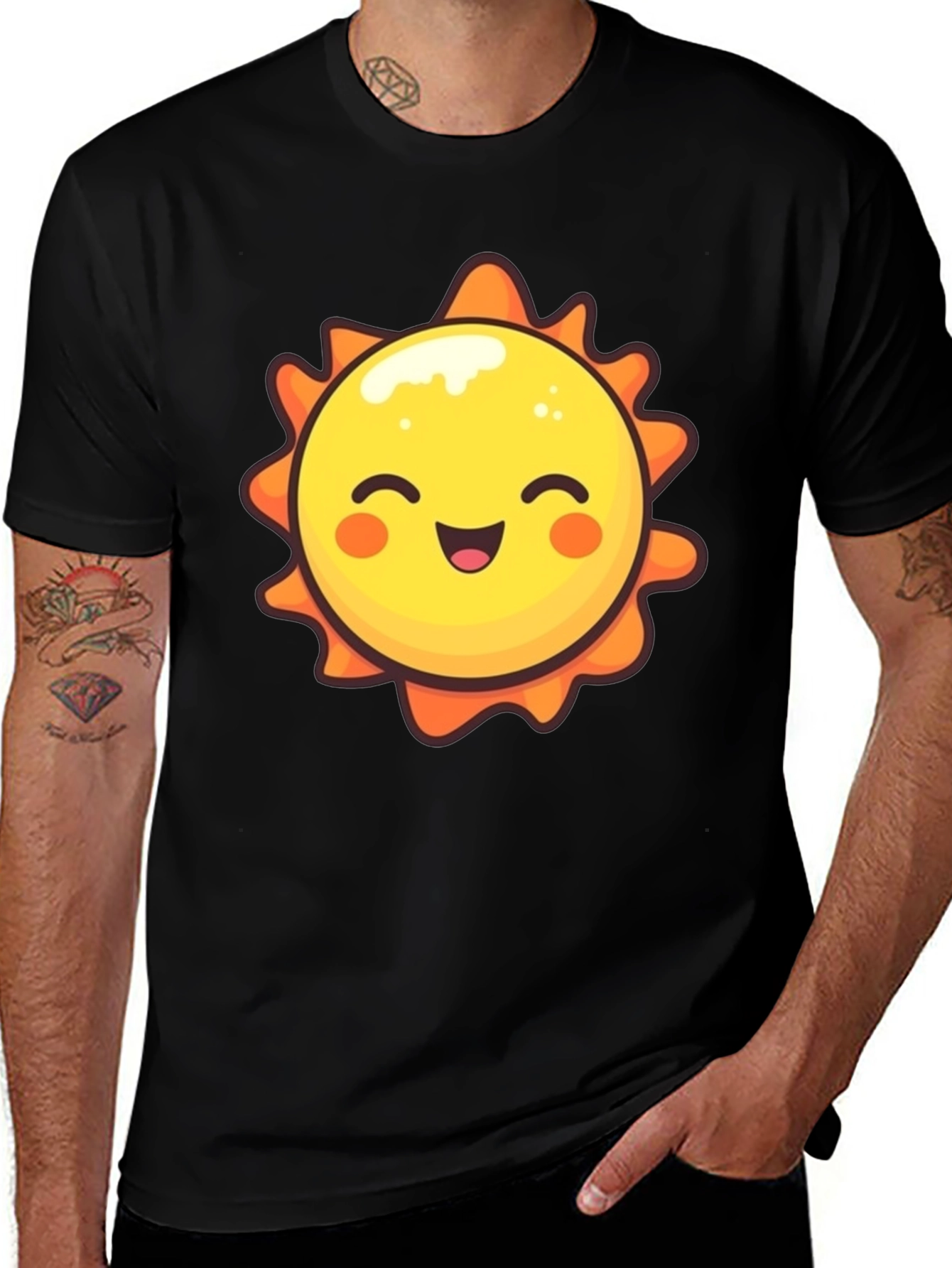 Variant 5 of Happy Sun Graphic Tee - Black Unisex T-Shirt