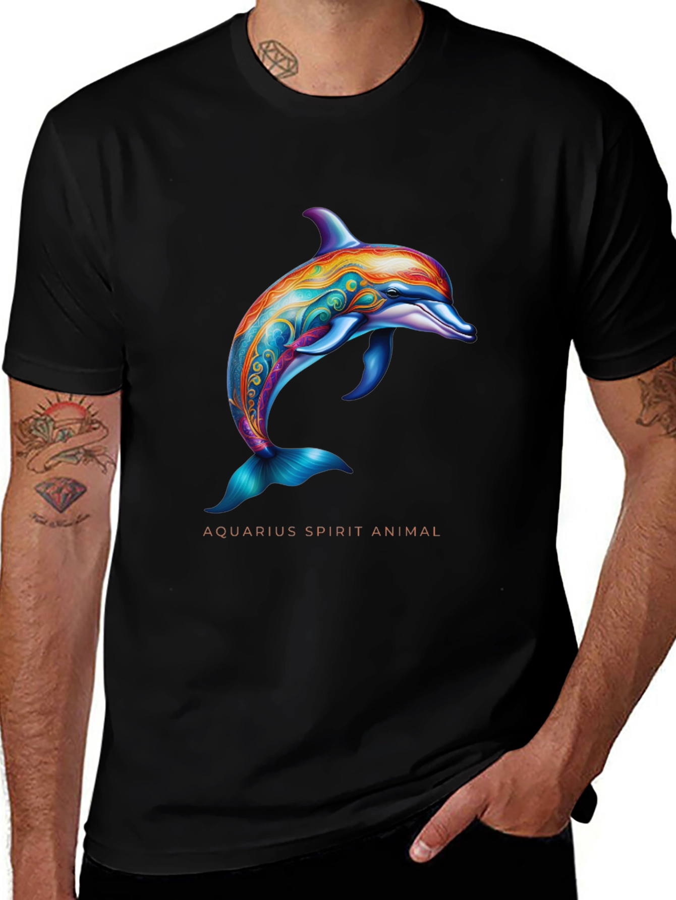 Variant 10 of Aquarius Spirit Animal Dolphin Graphic T-Shirt