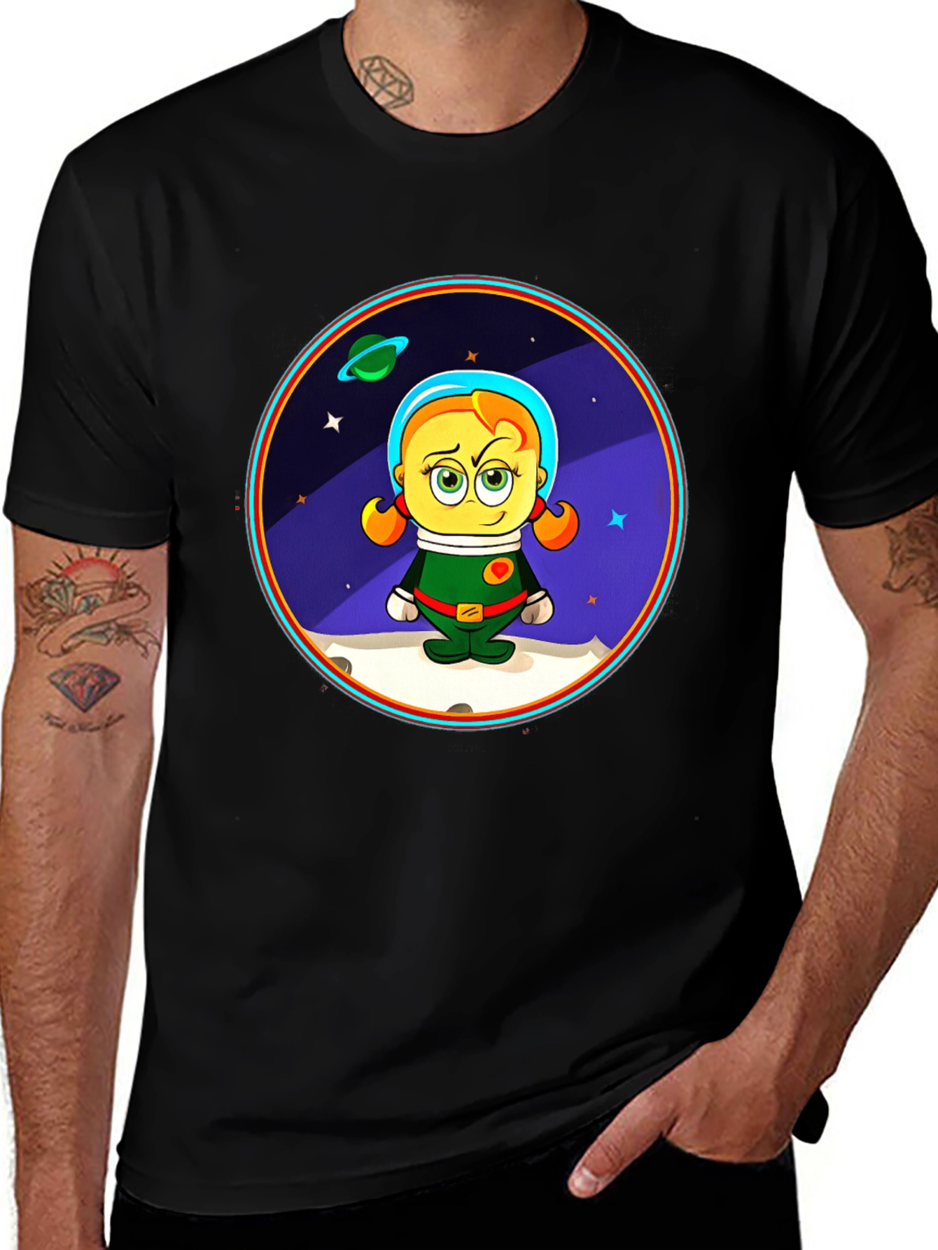 Variant 8 of Astronaut Girl Cartoon Graphic T-Shirt