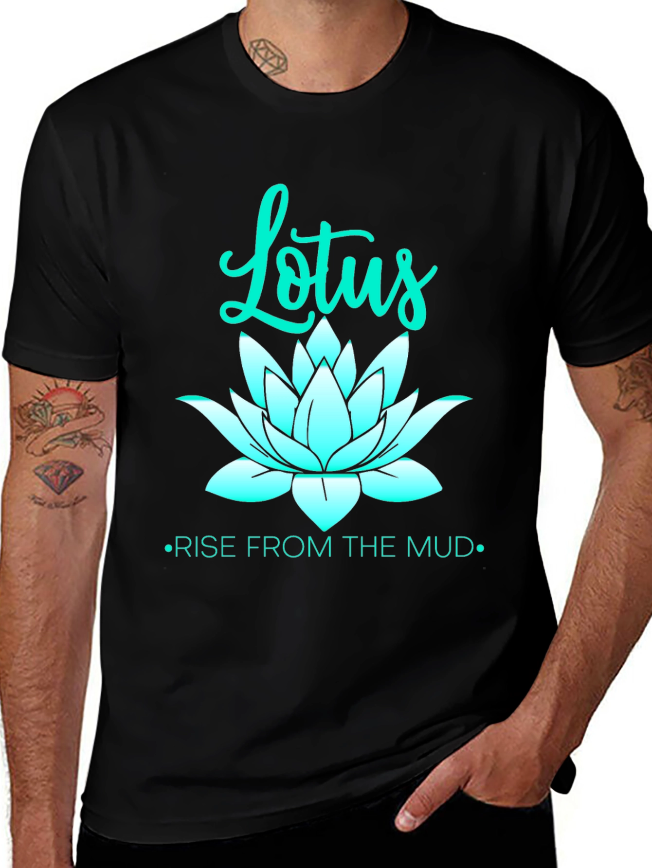 Variant 25 of Lotus Rise Graphic Tee - Black Unisex T-Shirt