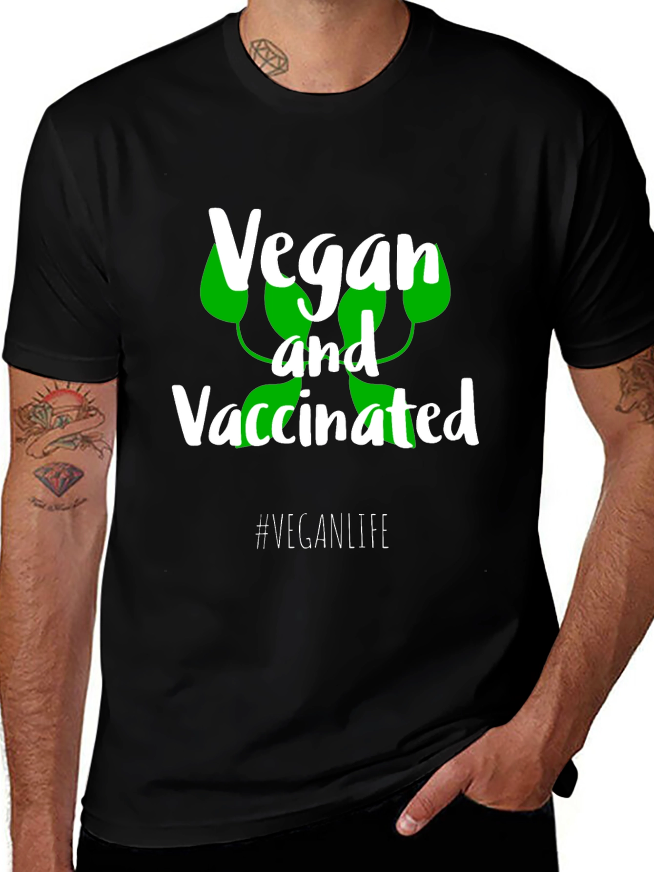 Variant 21 of Vegan and Vaccinated Graphic Tee