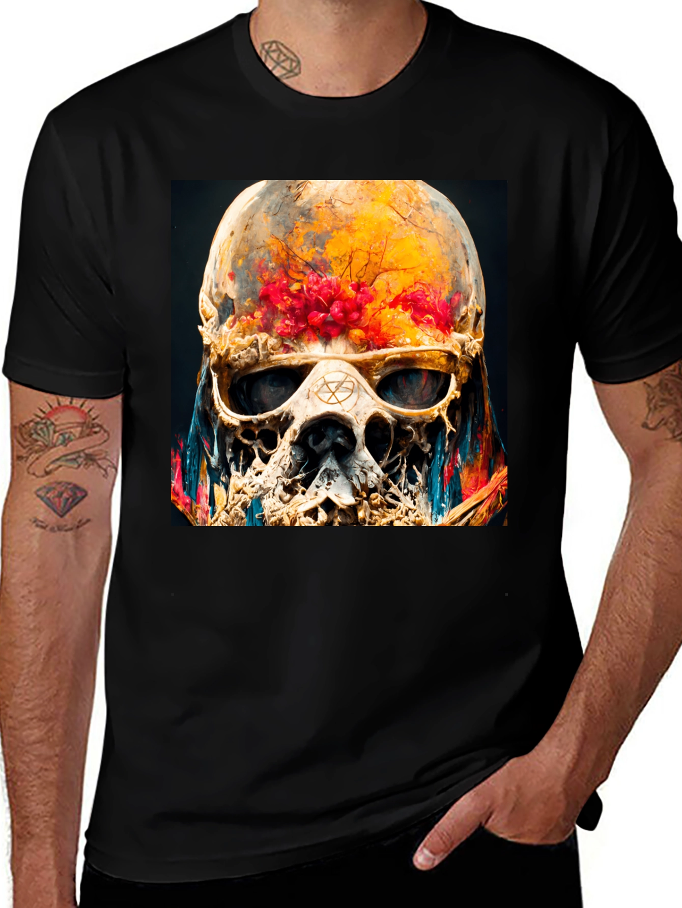 Variant 23 of Skull Graphic Tee - Artistic Death Head Shirt