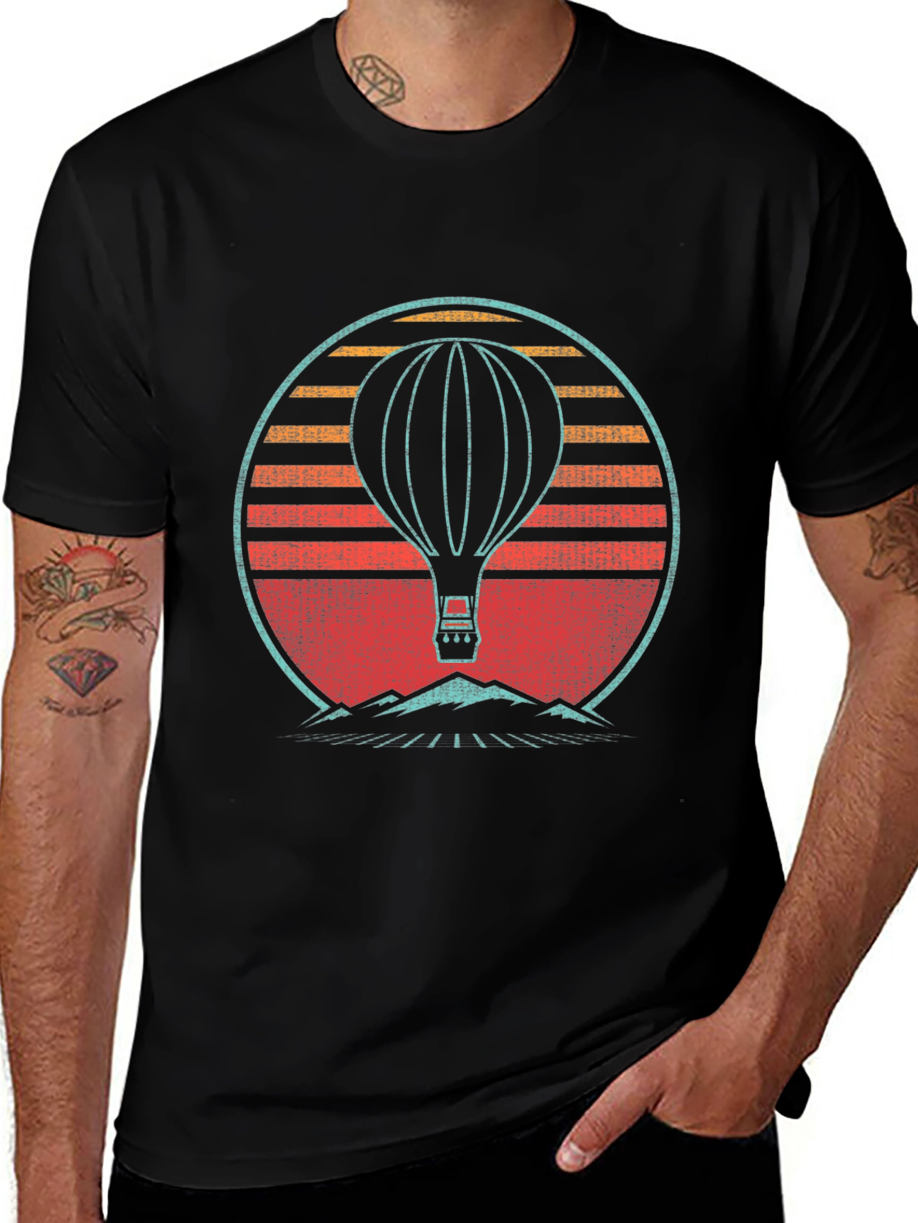 Variant 15 of Retro Hot Air Balloon Graphic Tee