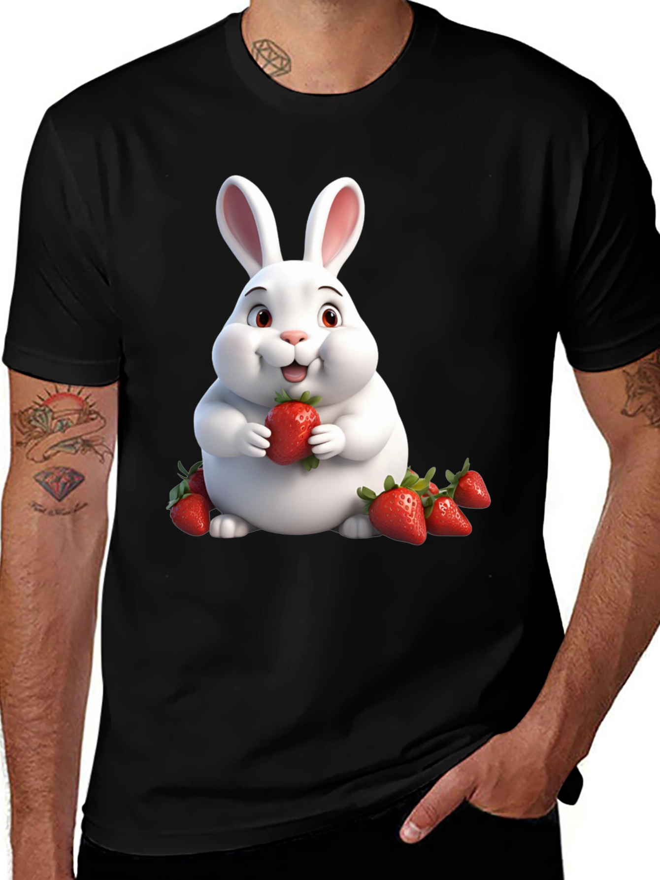 Variant 5 of Bunny Eating Strawberries Graphic Tee