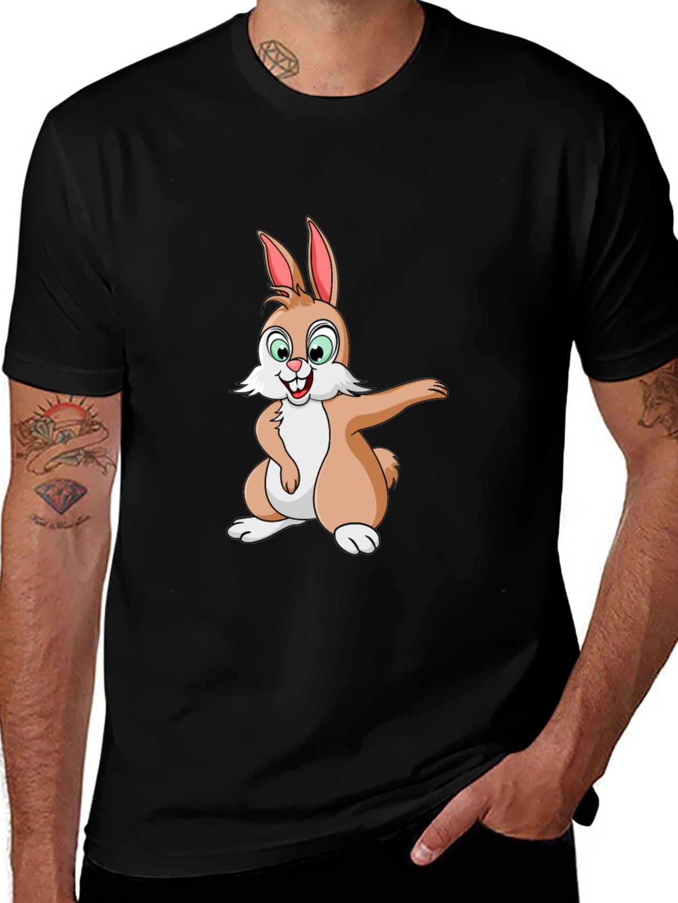Variant 27 of Rabbit Graphic Tee - Black Cotton Blend