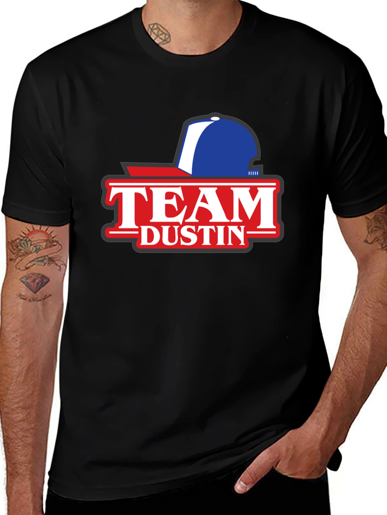 Team Dustin Baseball Cap Graphic T-Shirt