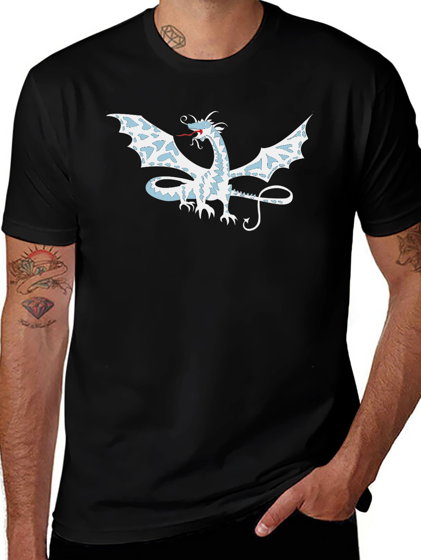 Variant 3 of Dragon Graphic Tee - Black Cotton T-Shirt