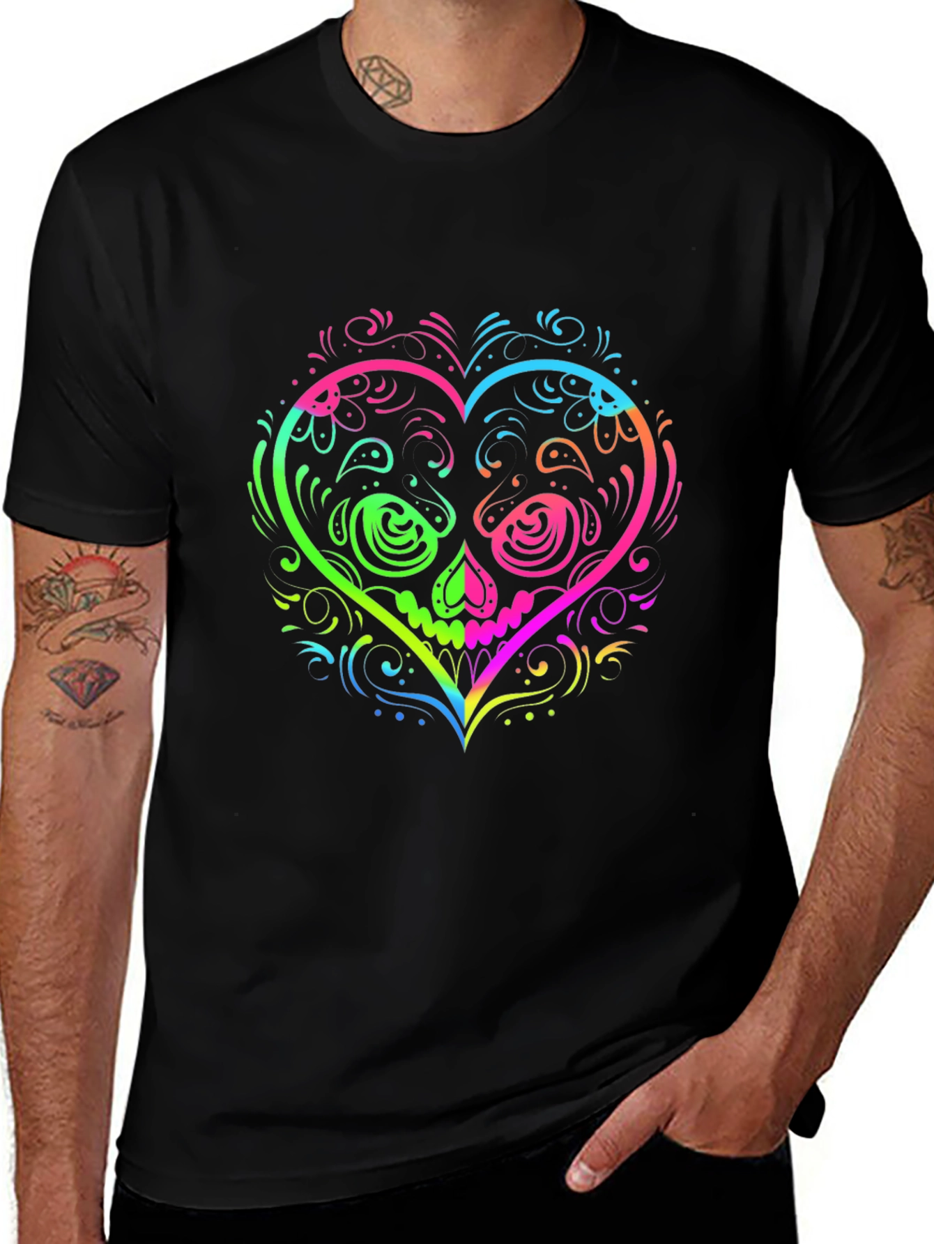 Variant 3 of Sugar Skull Heart Graphic T-Shirt