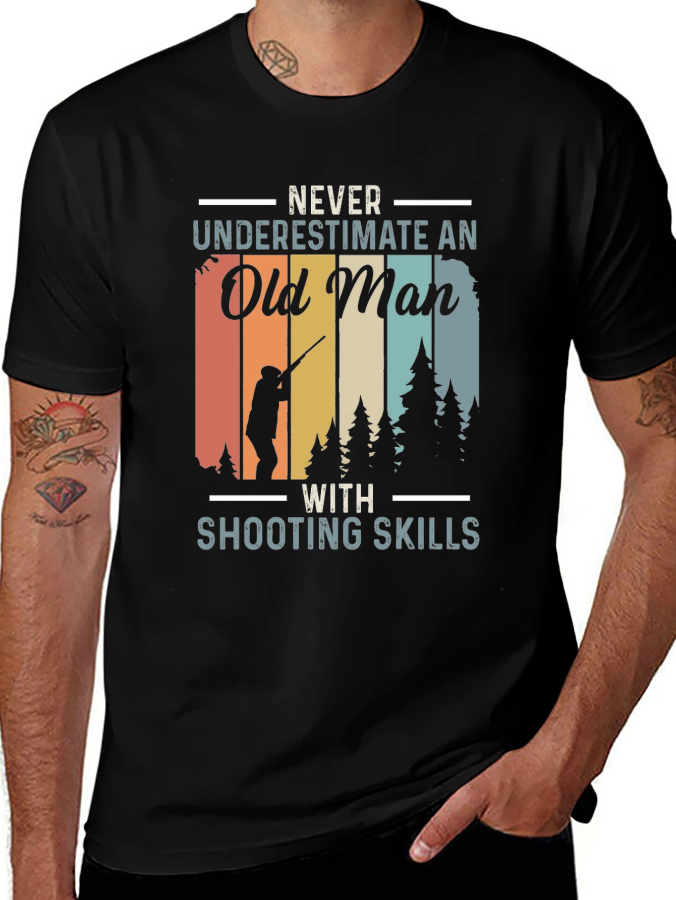 Variant 6 of Old Man Shooting Skills Graphic Tee