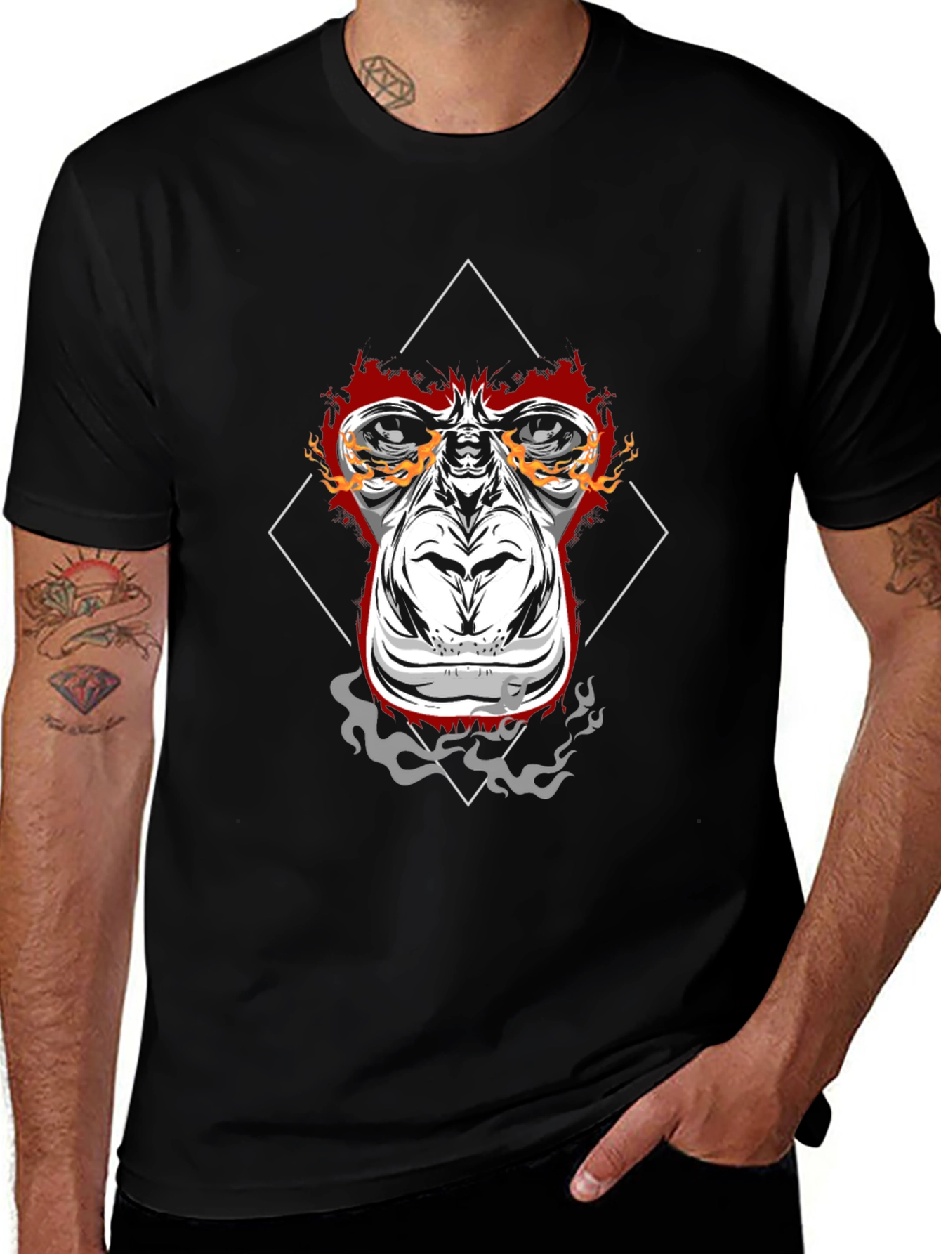 Variant 5 of Fiery Ape Graphic Tee - Black Cotton T-Shirt