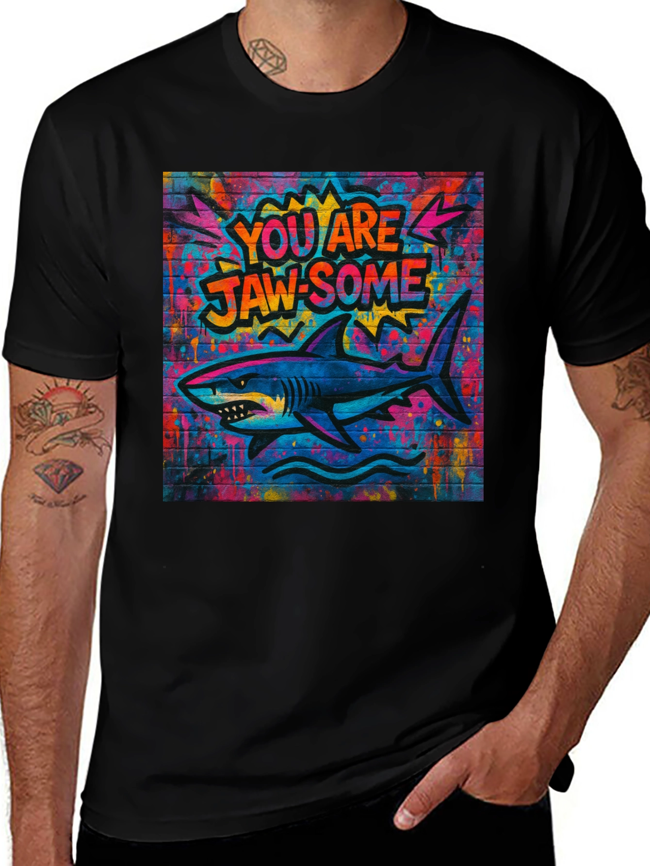 Black Jaw-some Shark Graphic Tee - Urban Streetwear main image
