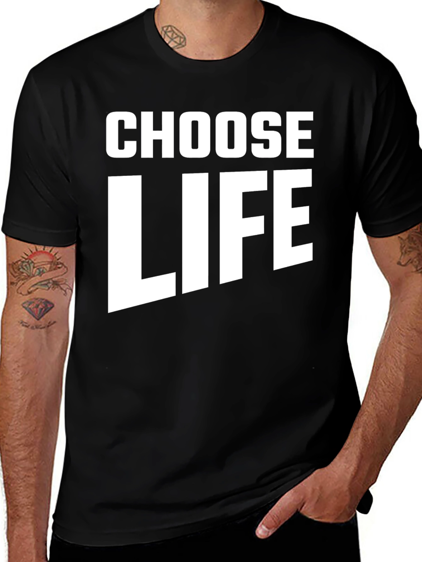 Variant 20 of Choose Life T-Shirt - Black Crew Neck Tee