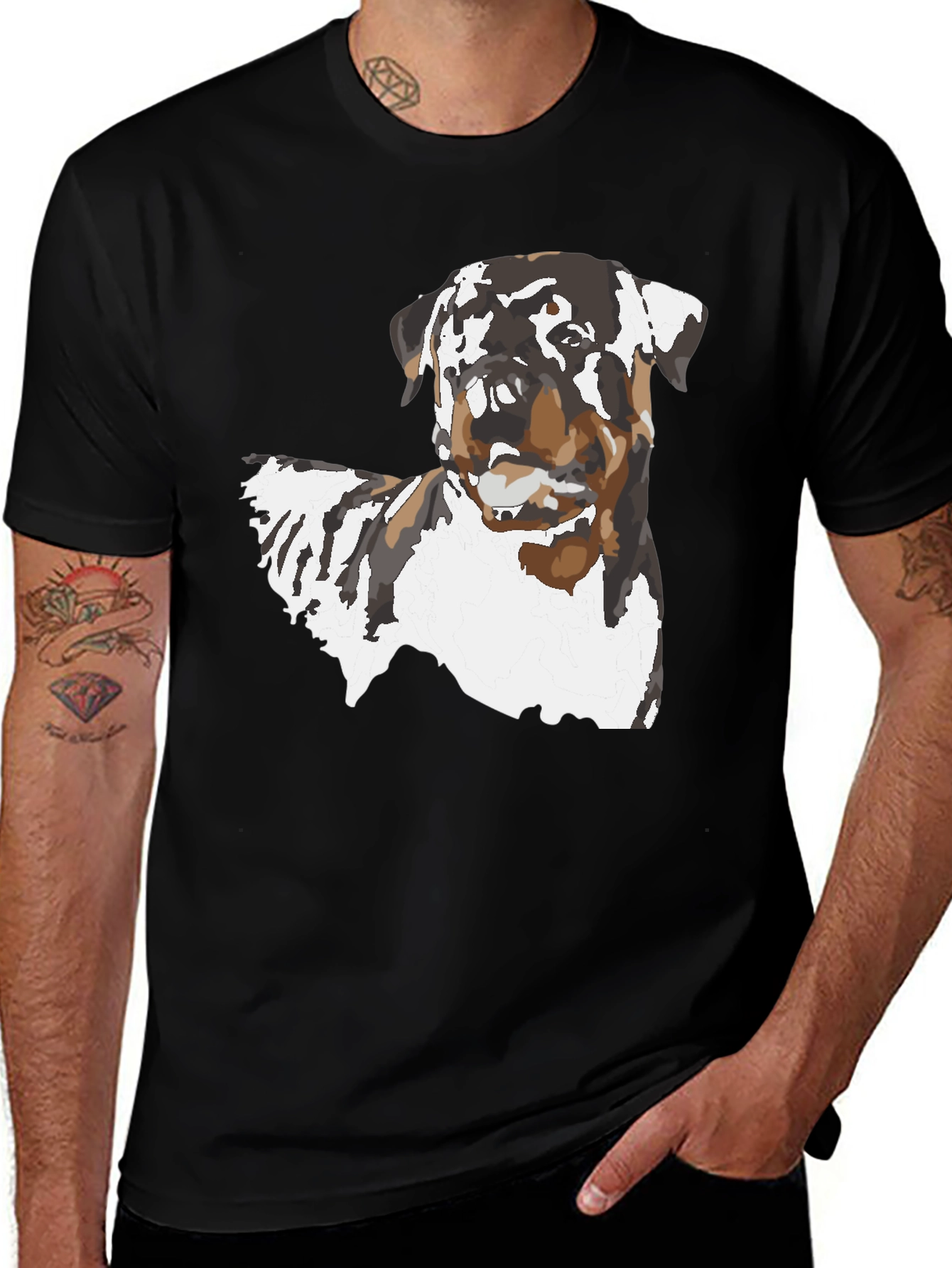 Variant 16 of Rottweiler Dog Graphic Black T-Shirt