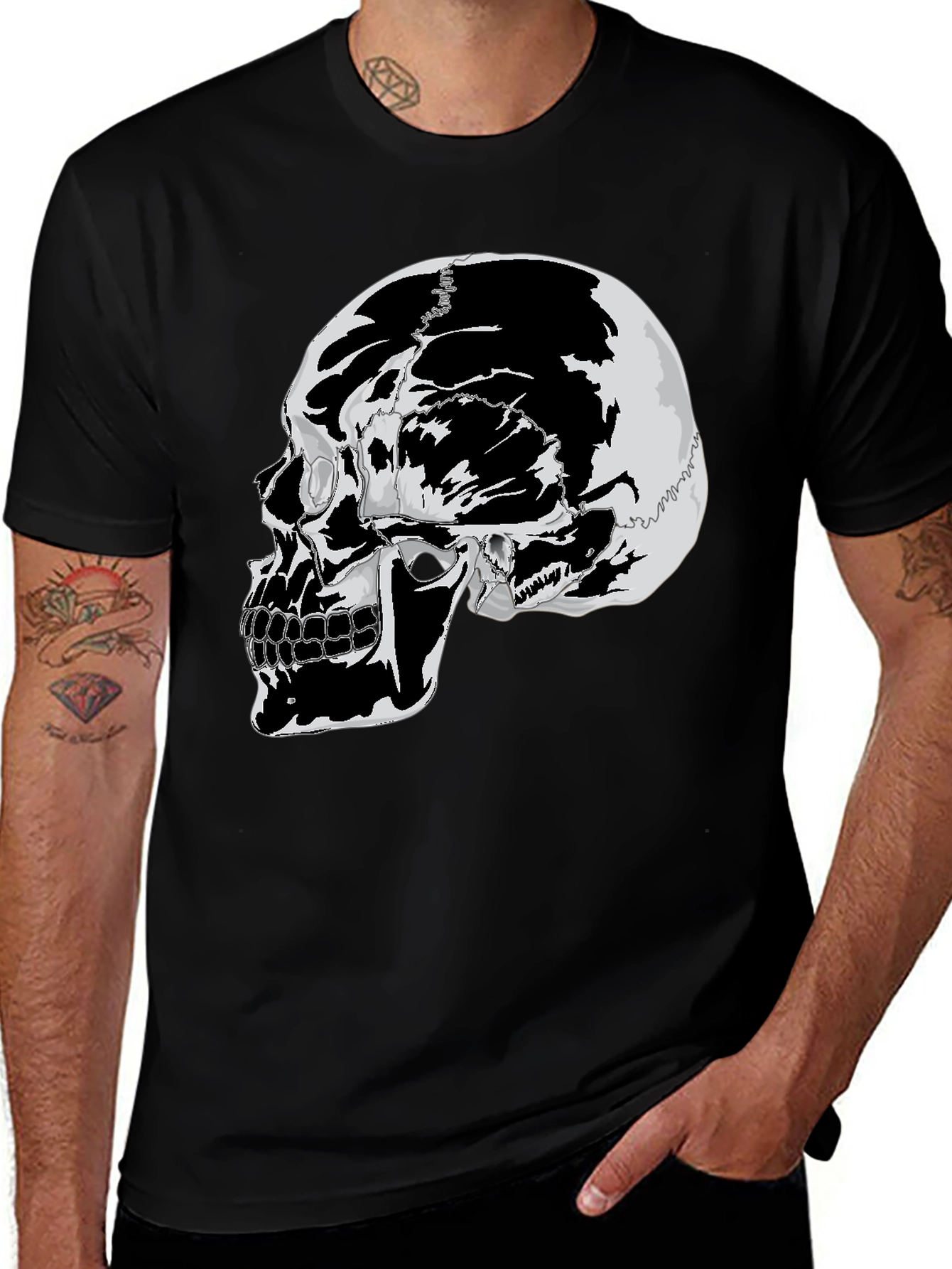 Variant 16 of Skull Graphic Tee - Edgy Menswear