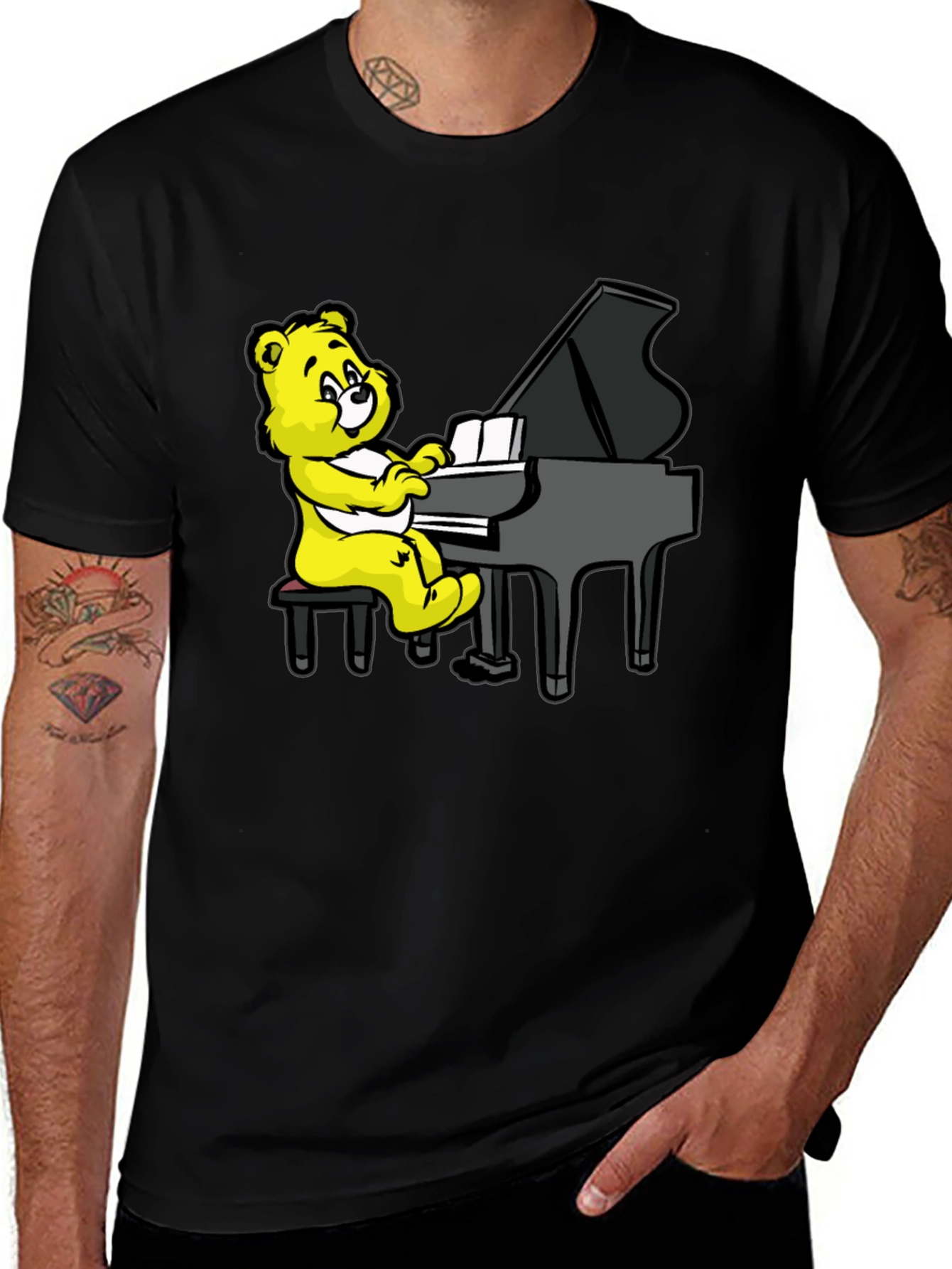 Variant 3 of Musical Bear Black T-Shirt