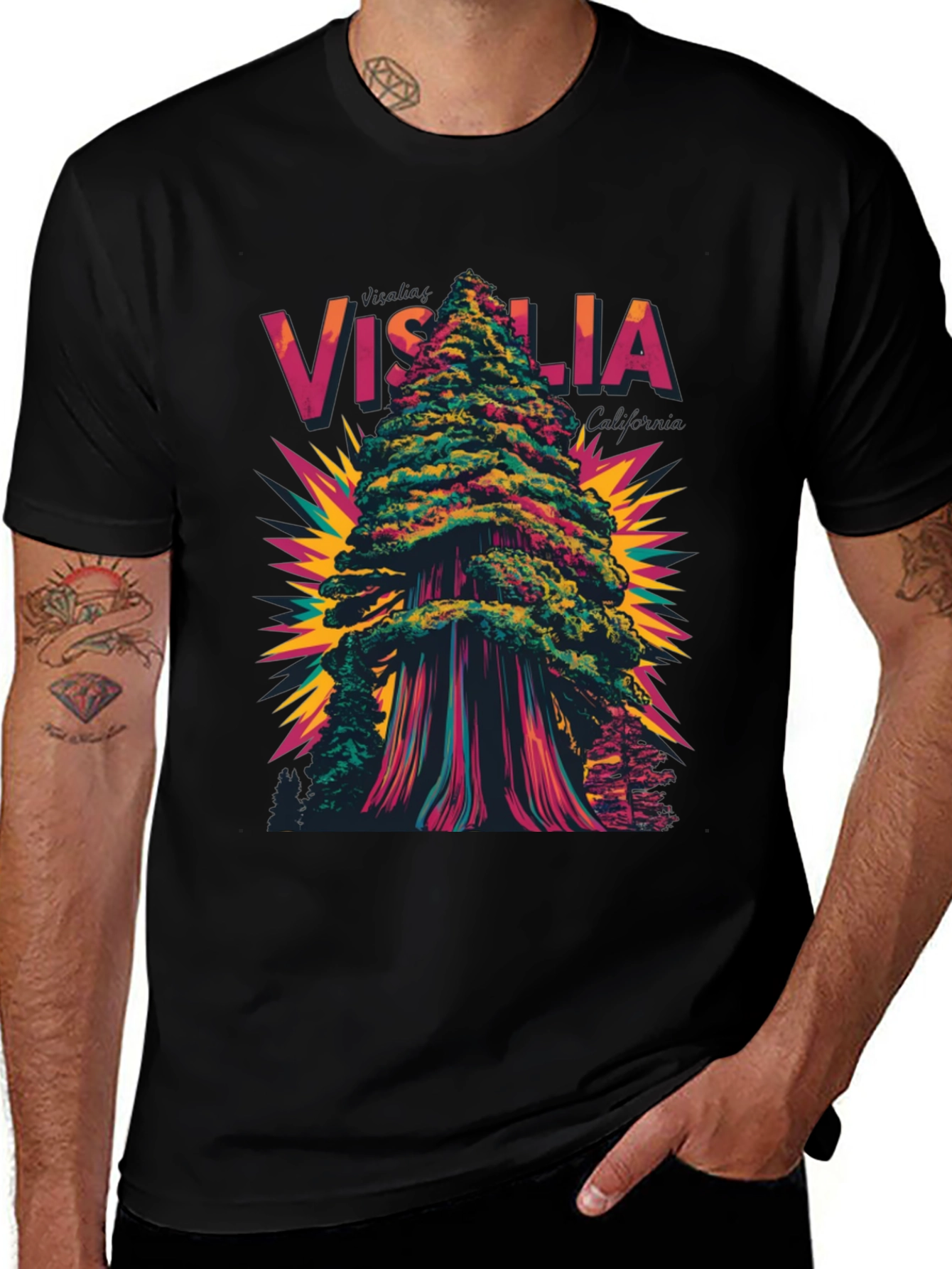 Visalia California Graphic Tree T-Shirt