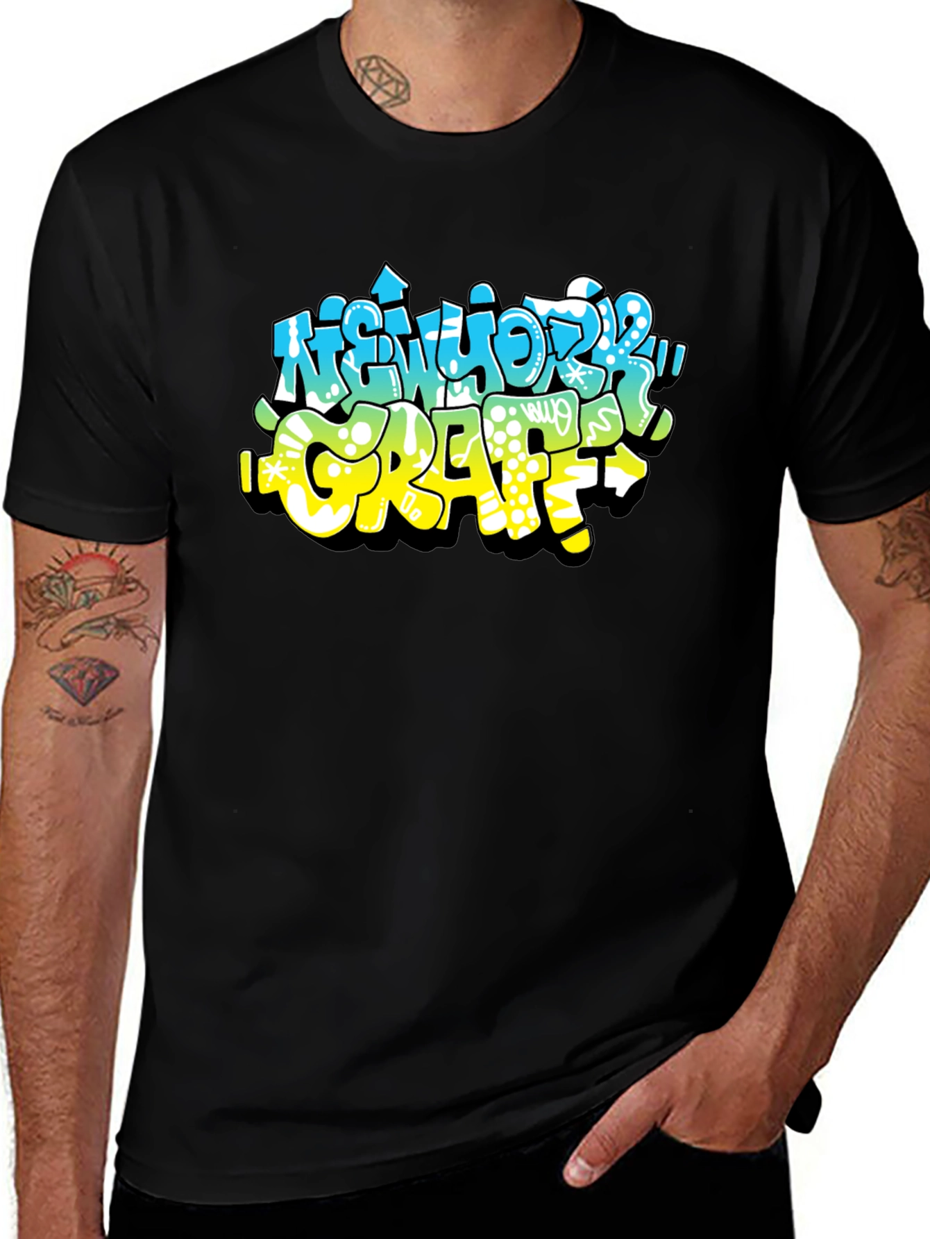 Variant 7 of New York Graffiti Style Graphic Tee - Black
