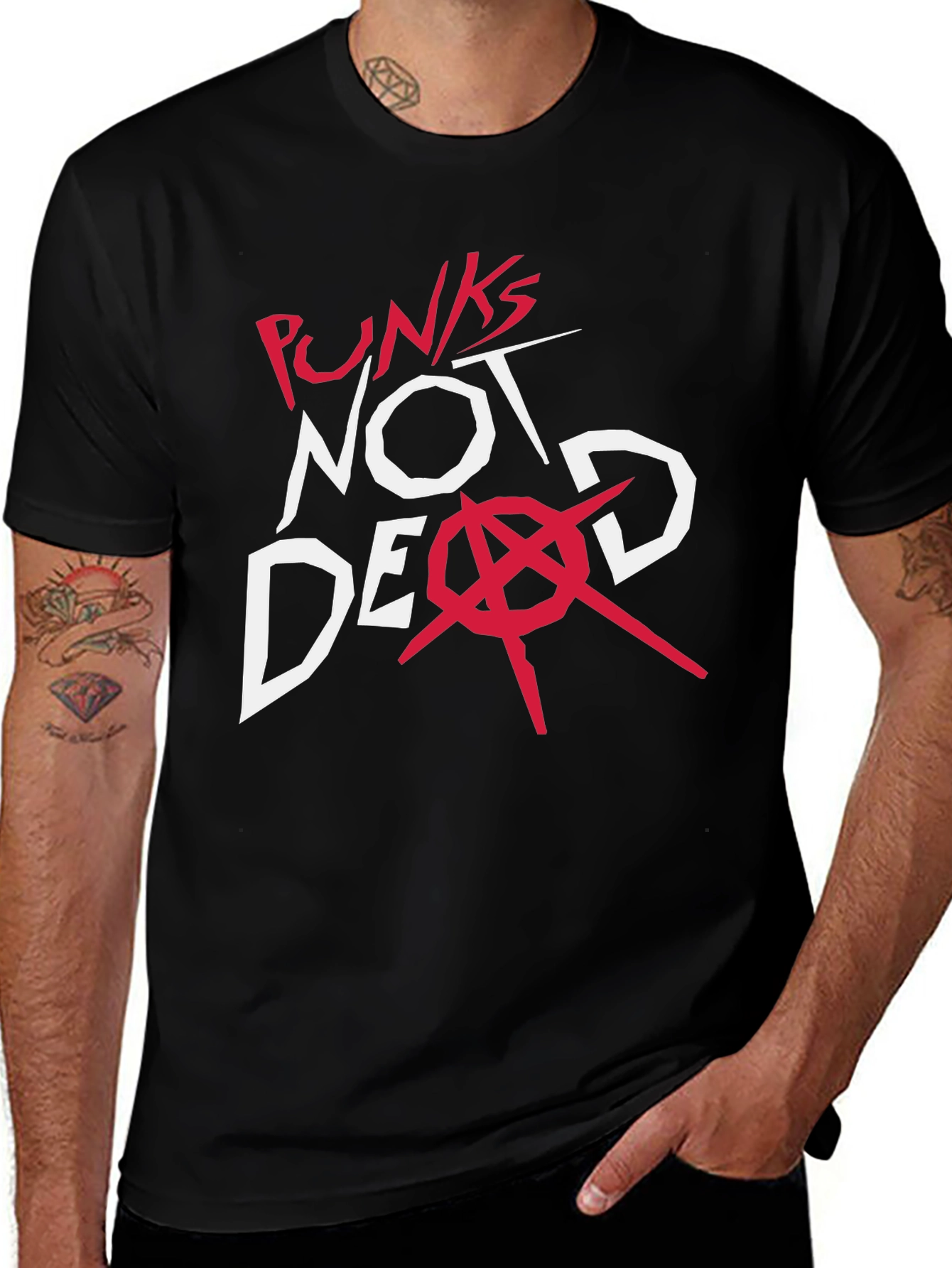 Variant 12 of Punks Not Dead Graphic Tee - Black