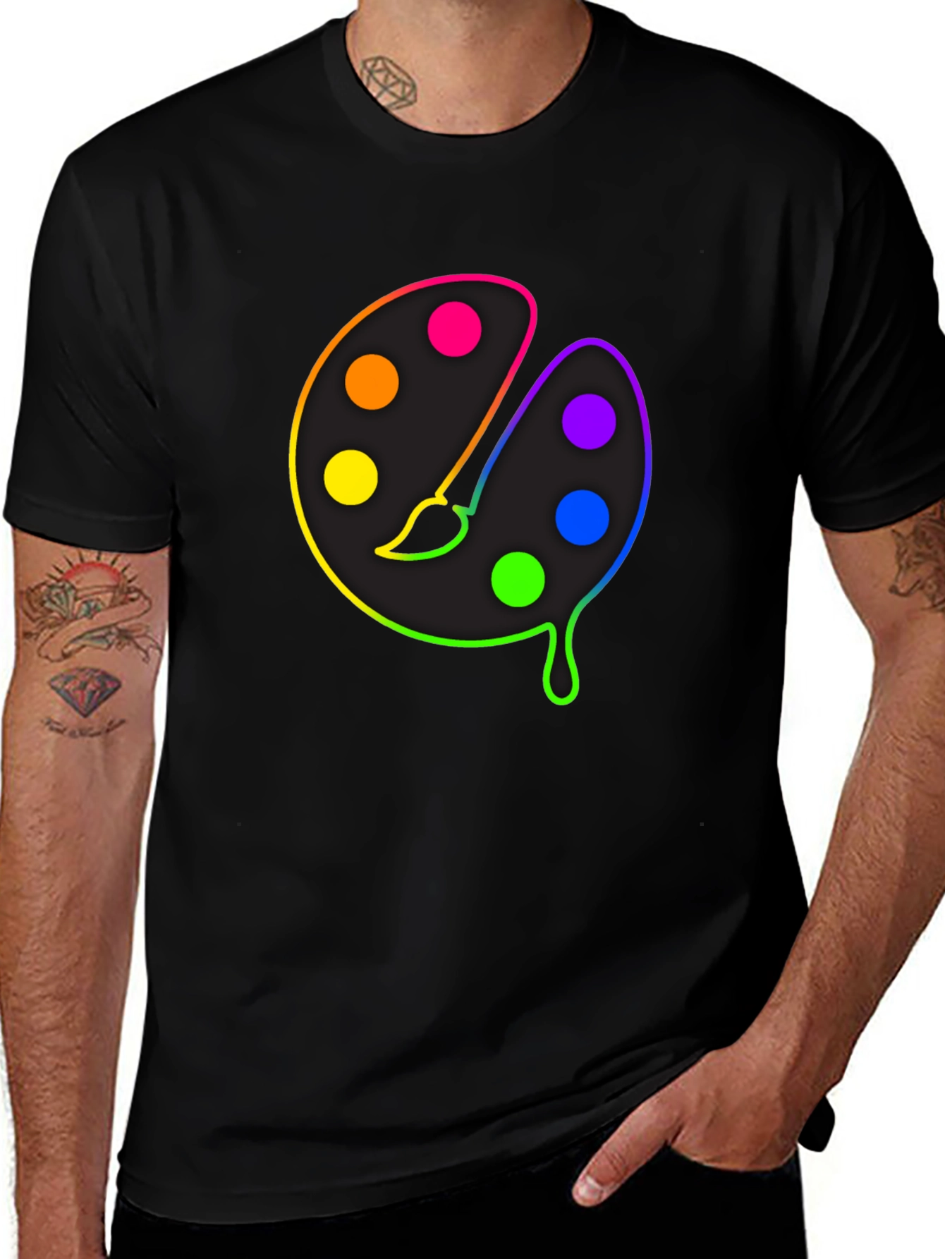 Variant 8 of Rainbow Paint Palette Graphic Tee - Artist T-Shirt