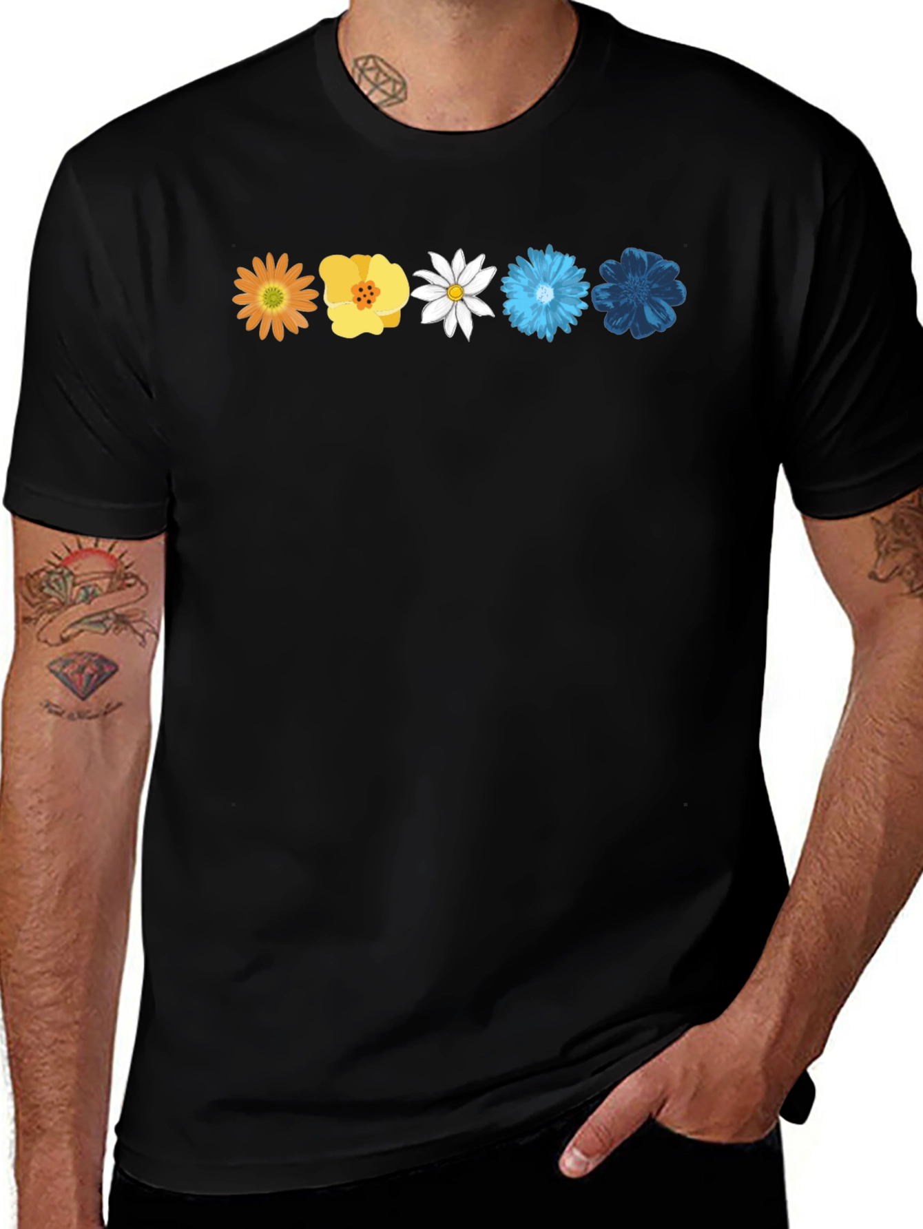 Floral Spectrum T-Shirt - Unique Flower Design