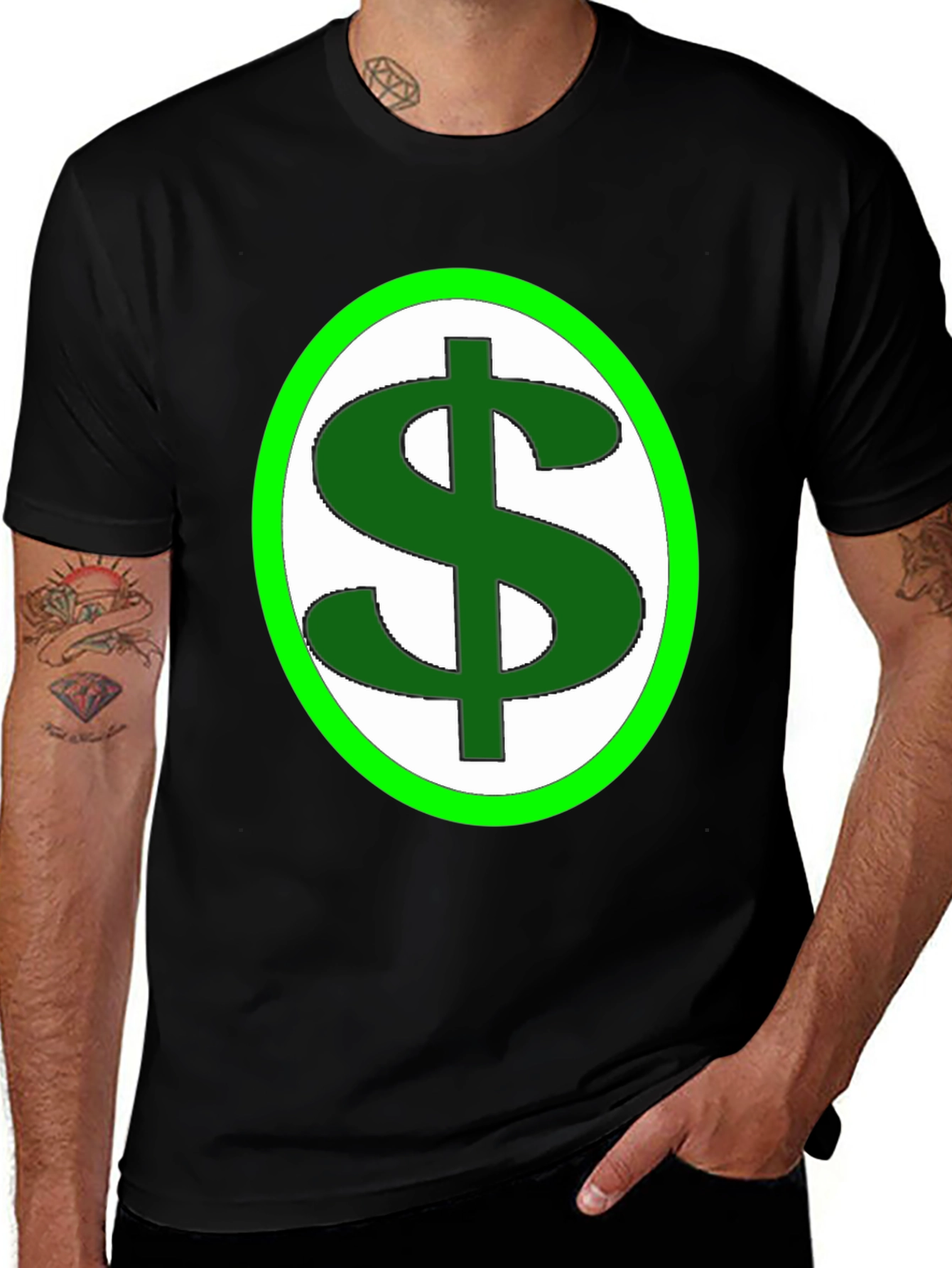 Dollar Sign Graphic Tee - Black