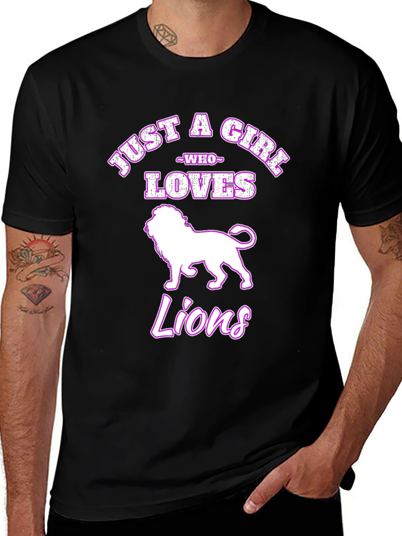 Variant 25 of Just A Girl Who Loves Lions Black T-Shirt