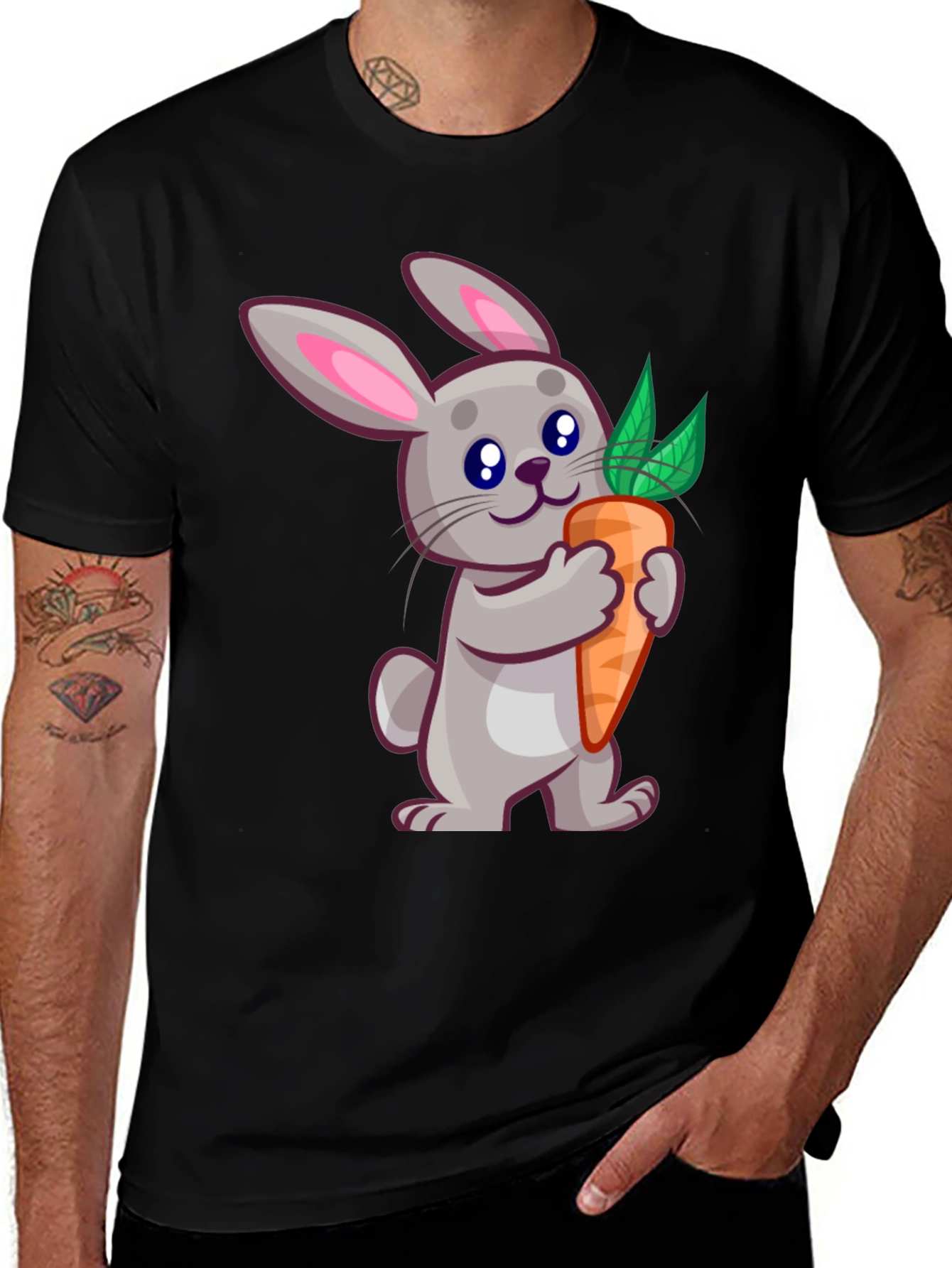 Variant 27 of Cute Bunny & Carrot Graphic Tee - Soft Cotton Comfort