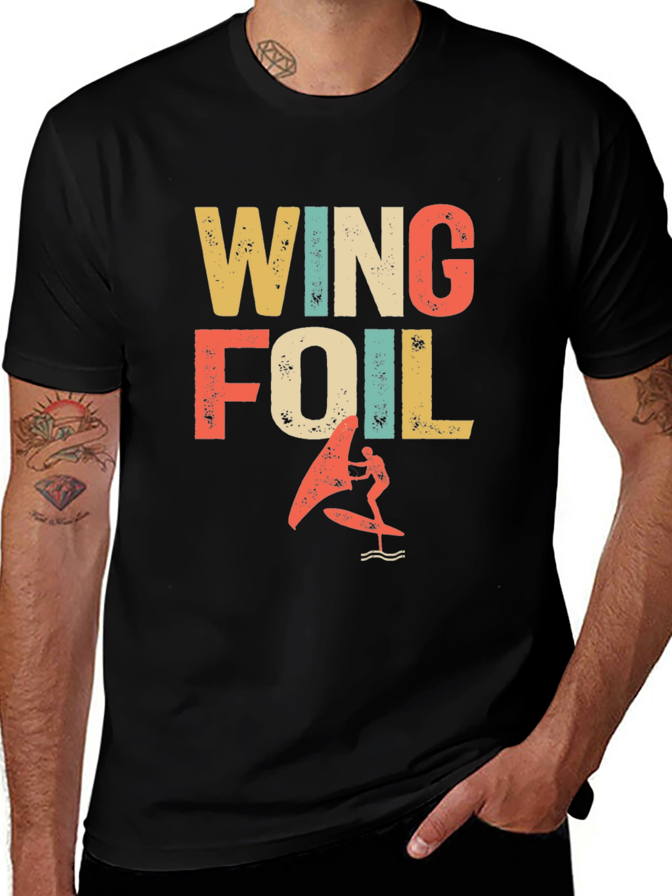 Variant 26 of Wing Foil T-Shirt - Retro Surfing Design