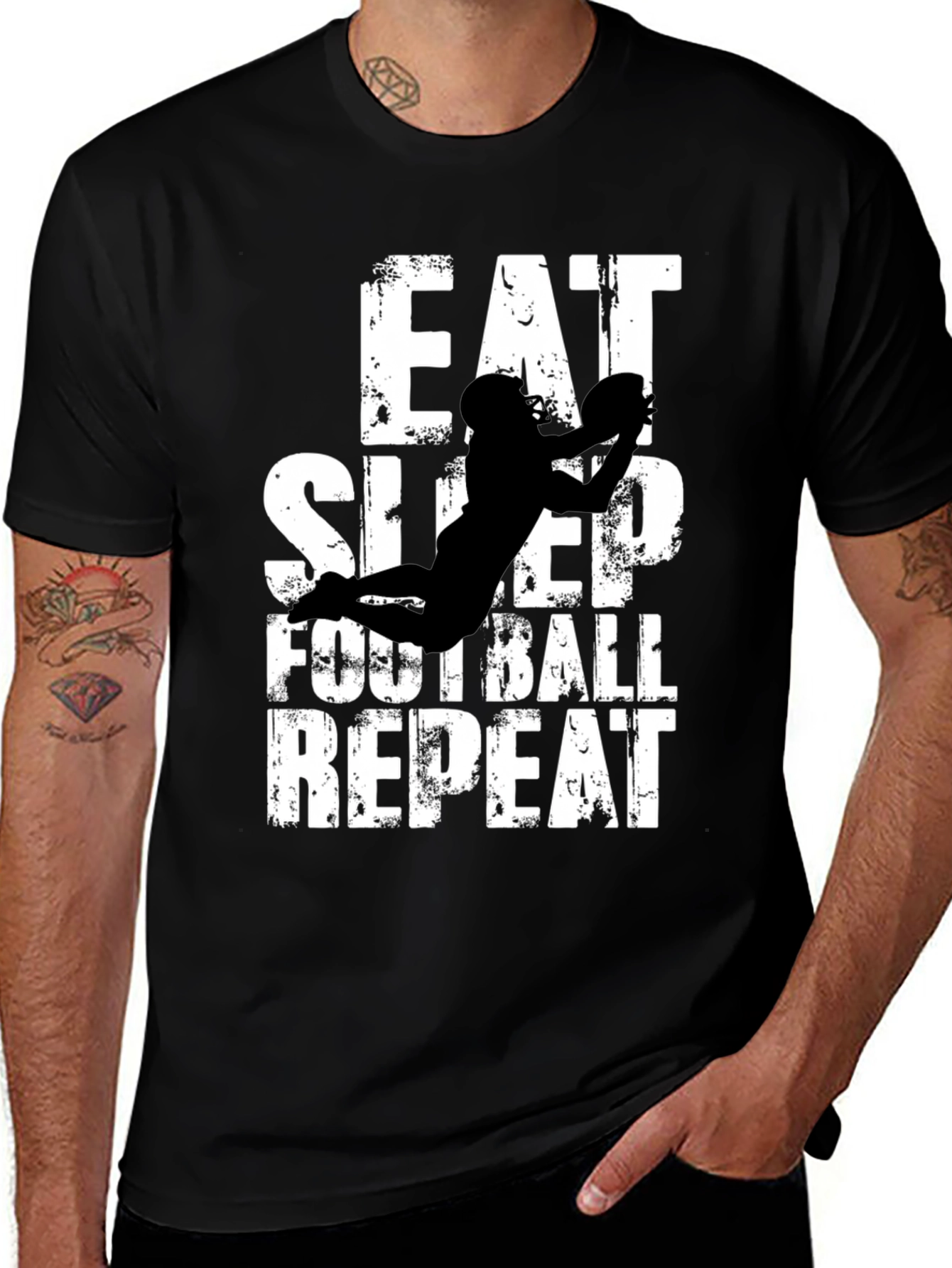 Variant 22 of Eat Sleep Football Repeat Black Graphic Tee