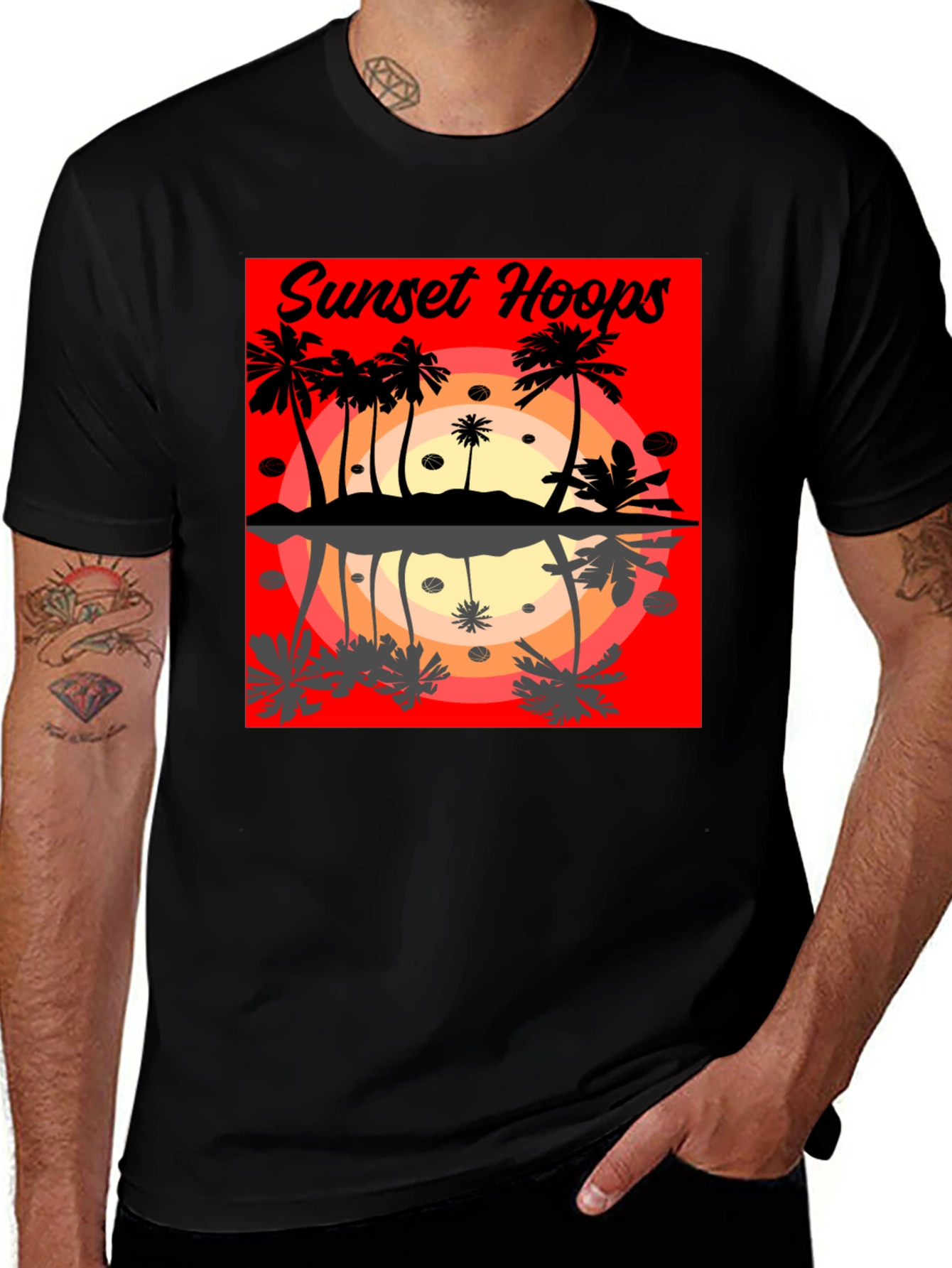 Variant 15 of Sunset Hoops Graphic Tee - Tropical Vibes