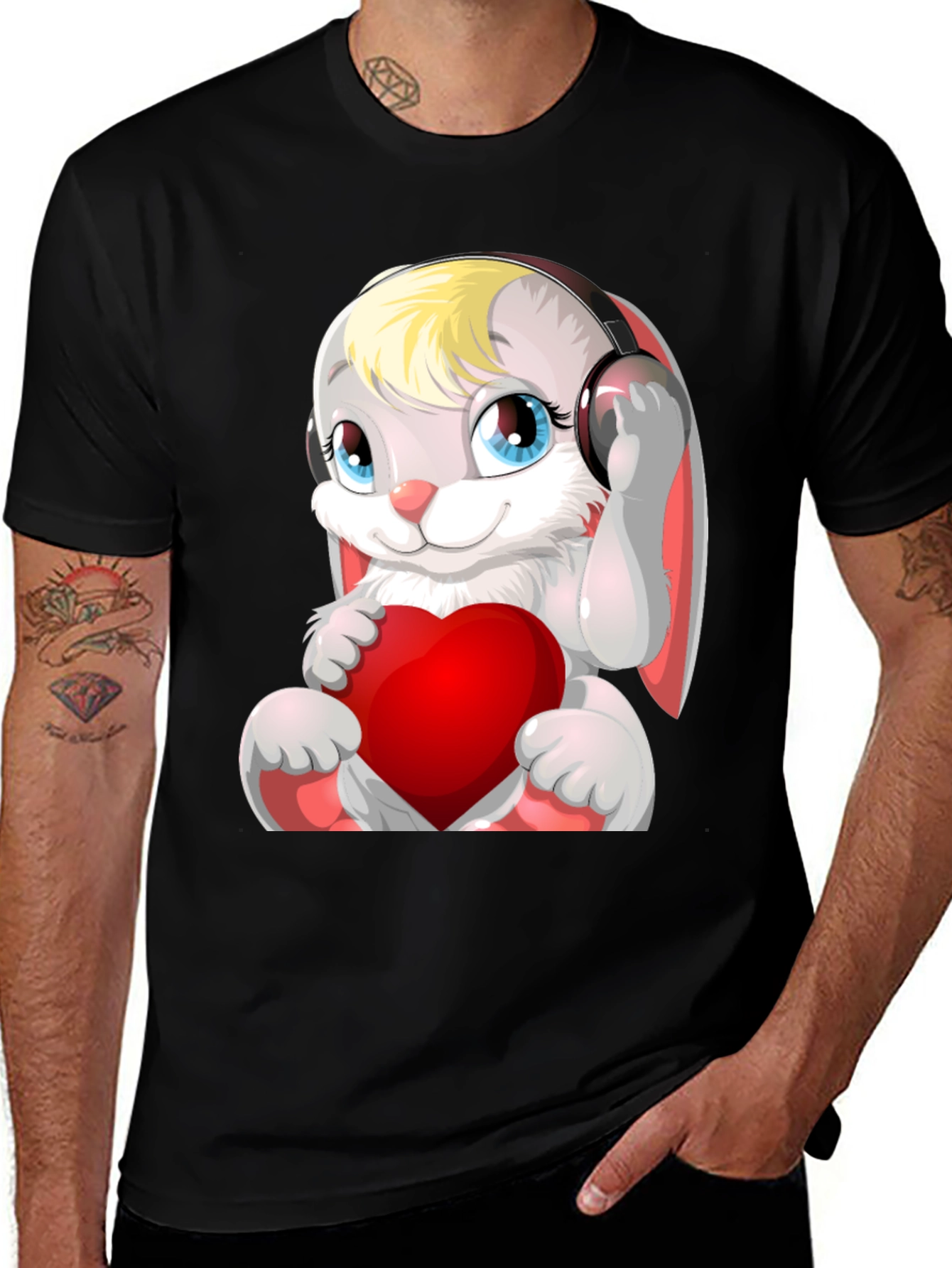 Variant 18 of Cute Bunny with Headphones T-Shirt