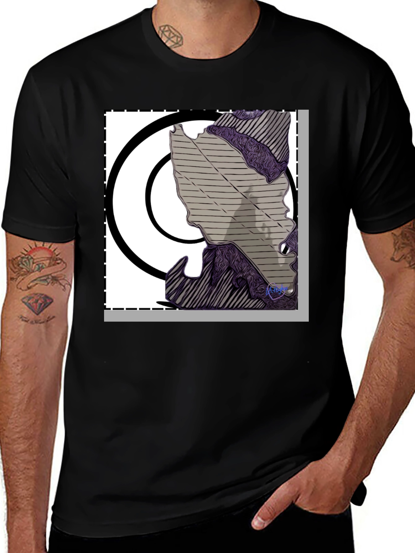 Variant 23 of Abstract Graphic Print Black T-Shirt