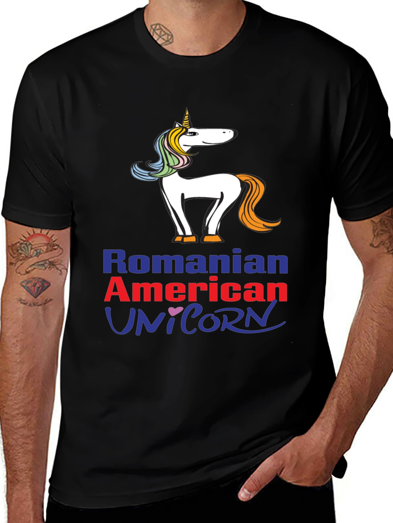 Variant 27 of Romanian American Unicorn Graphic T-Shirt