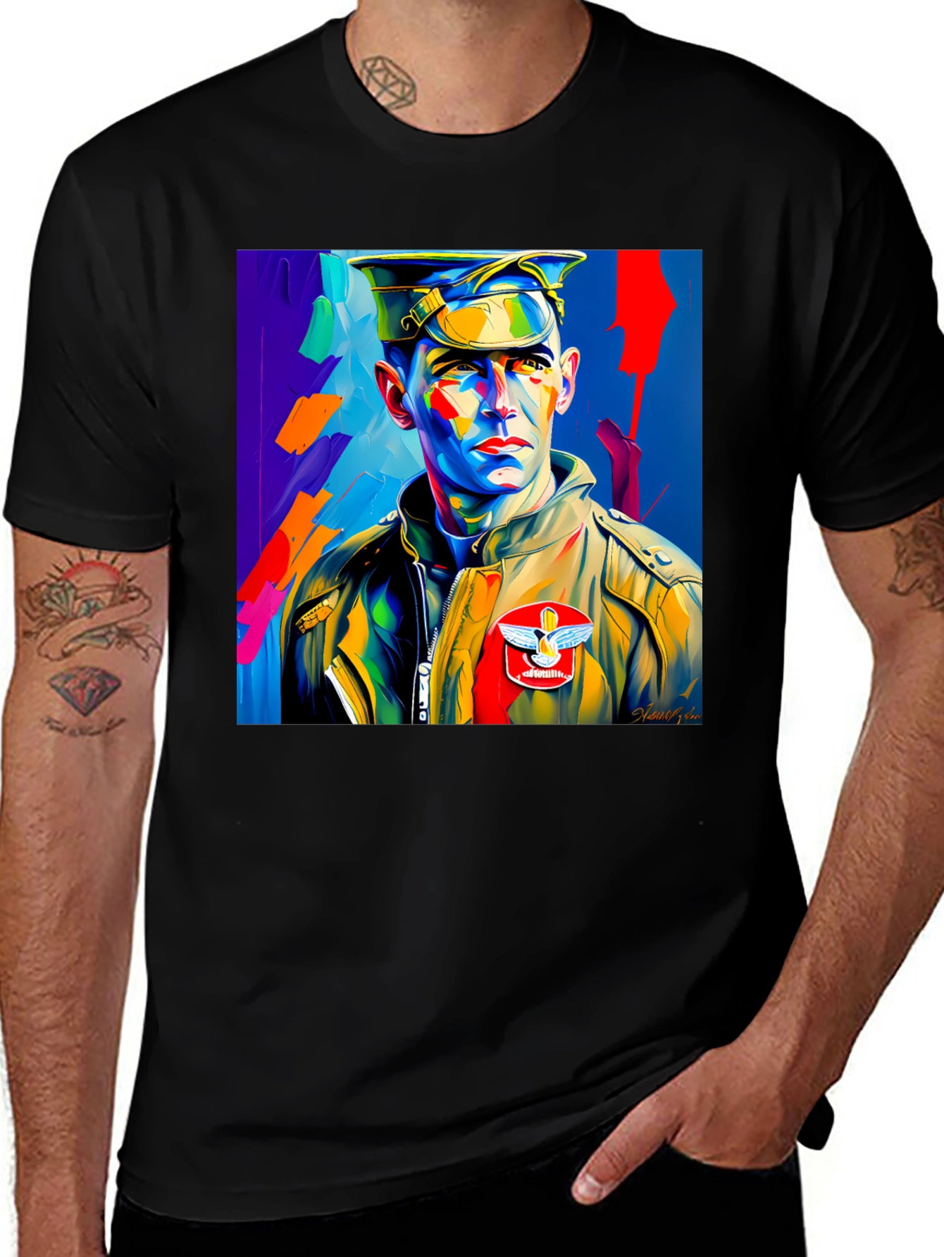 Pop Art Military Portrait Graphic Tee
