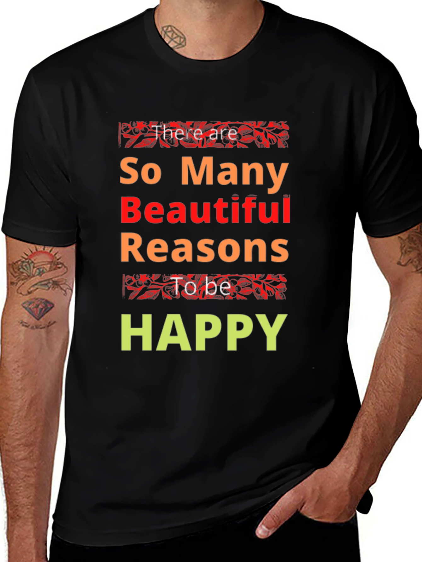 Variant 26 of Inspirational "Happy" Graphic Print T-Shirt