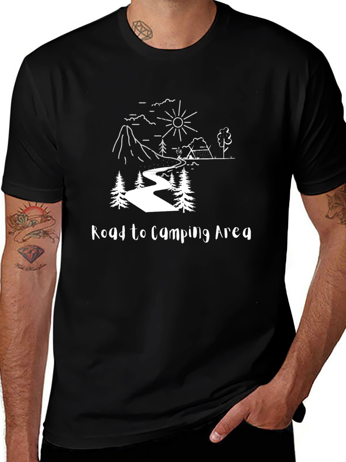 Variant 23 of Road to Camping Area Black Graphic Tee