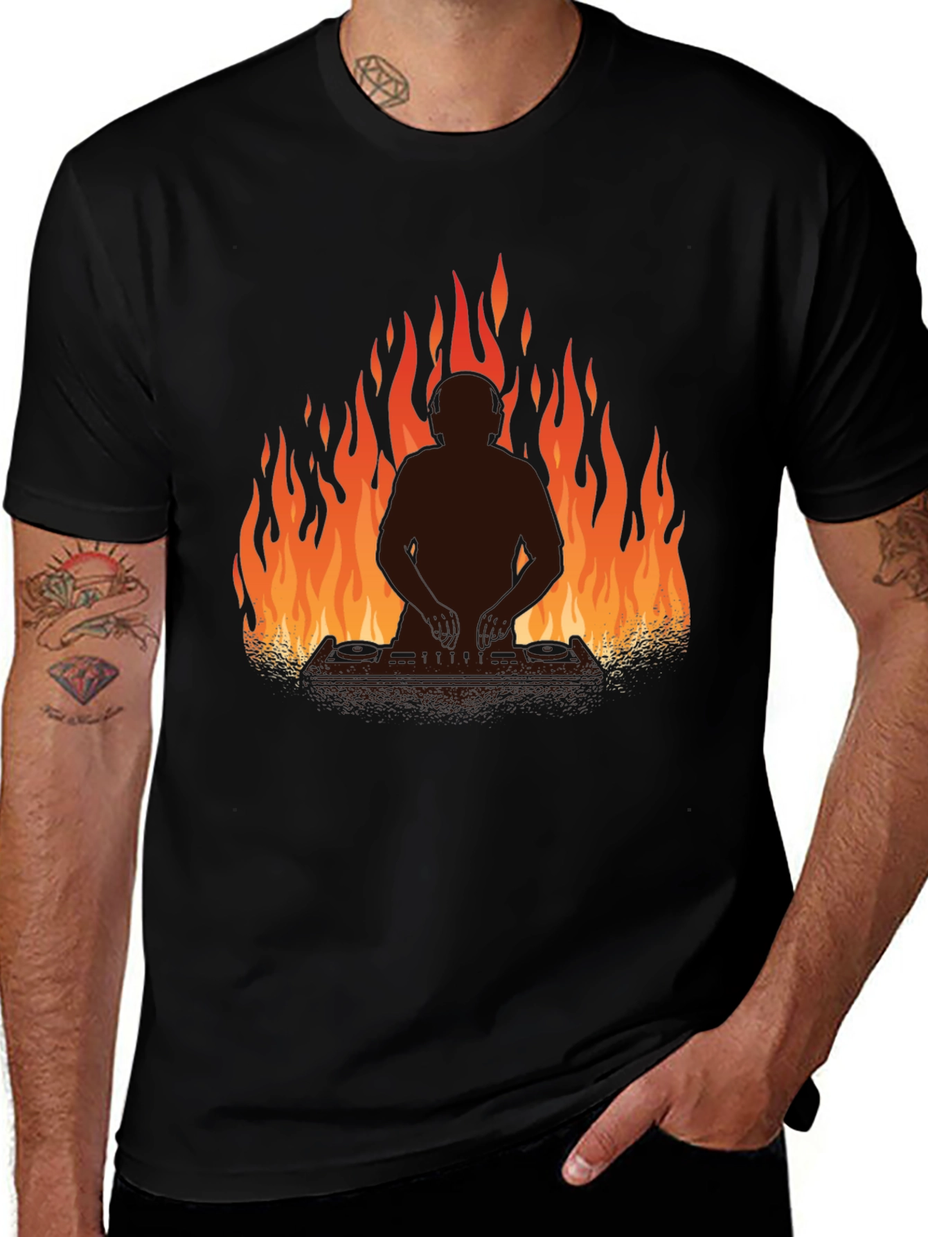 Variant 10 of Fiery Silhouette Graphic Tee - Bold Black T-Shirt
