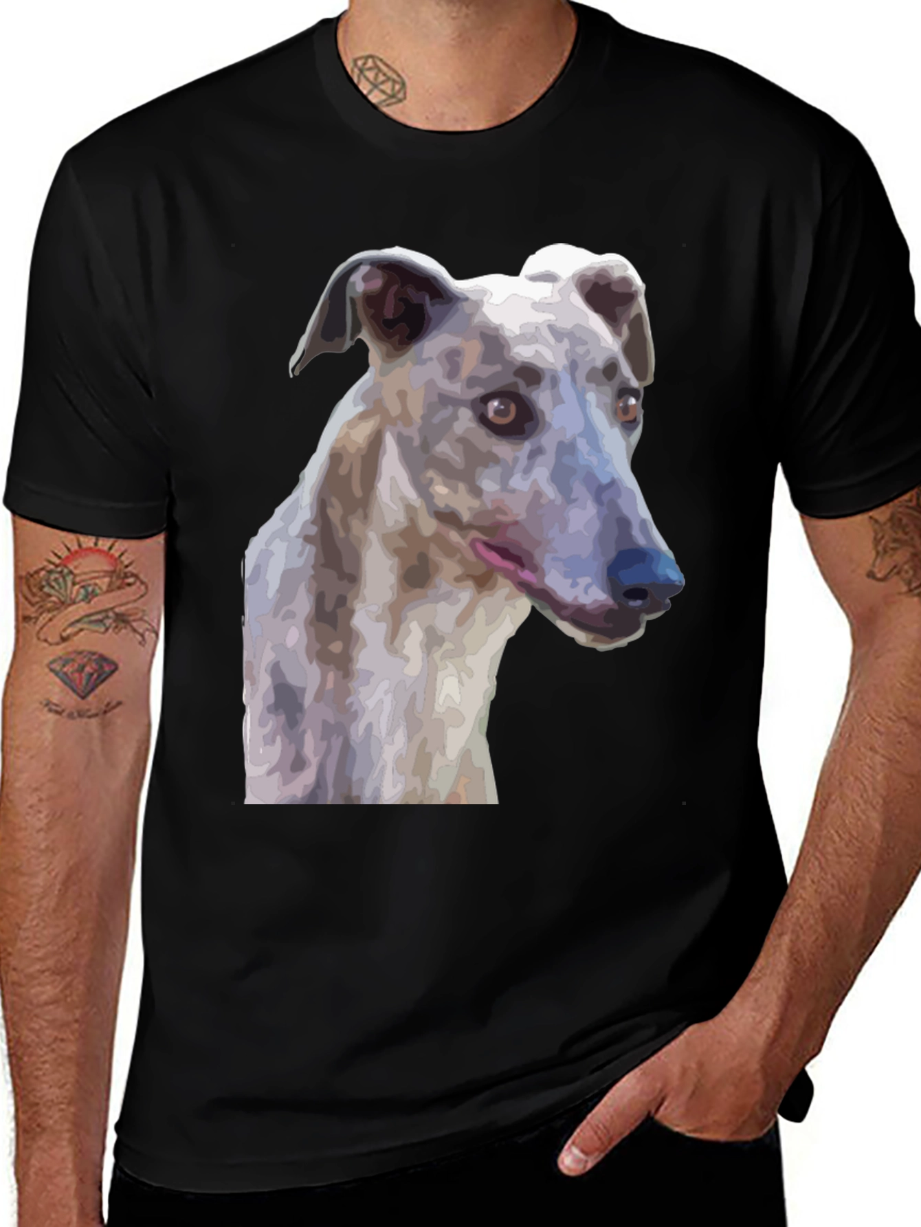 Variant 23 of Greyhound Dog Graphic T-Shirt - Unisex Black Tee