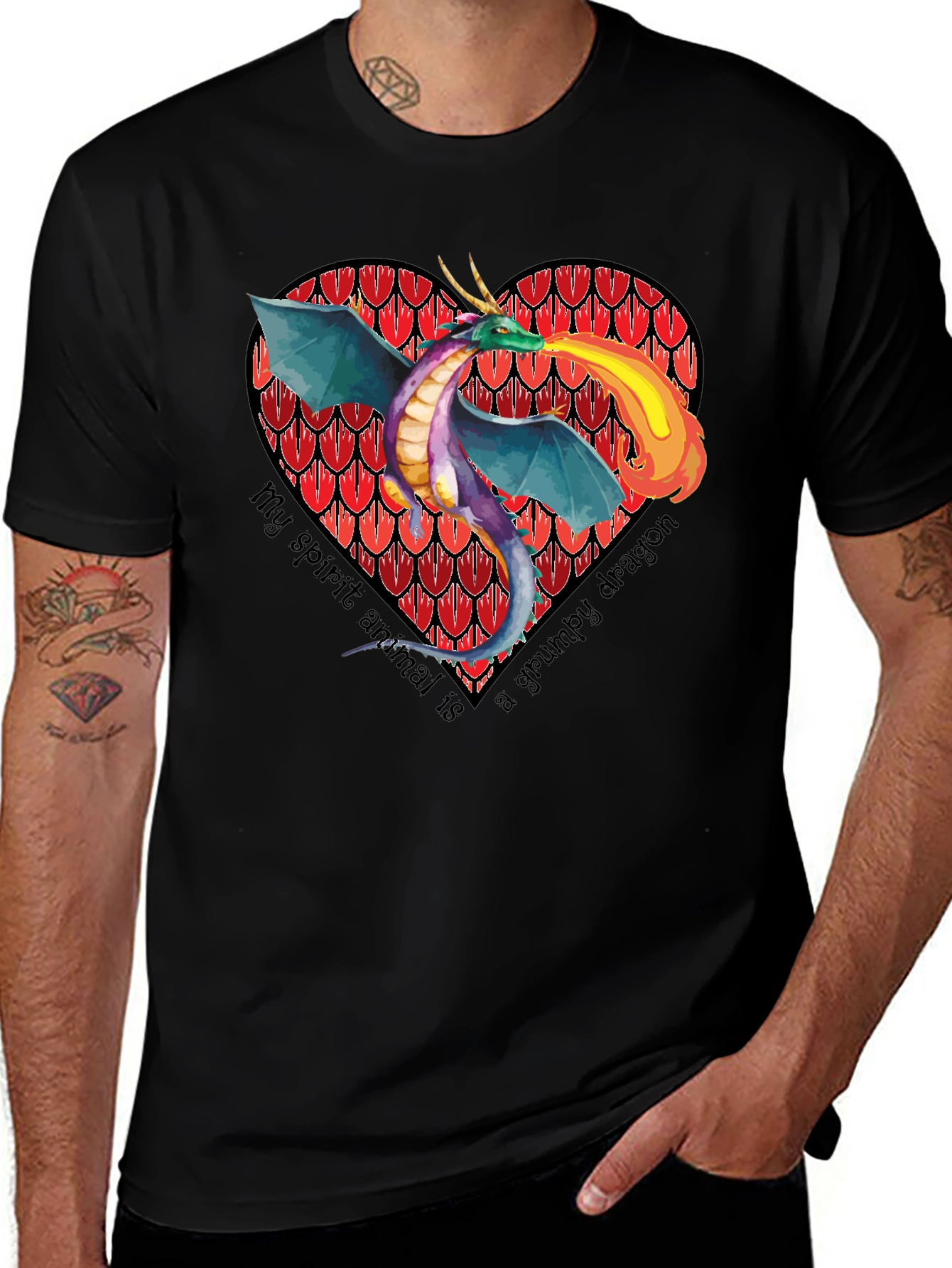 Variant 11 of Grumpy Dragon Heart T-Shirt