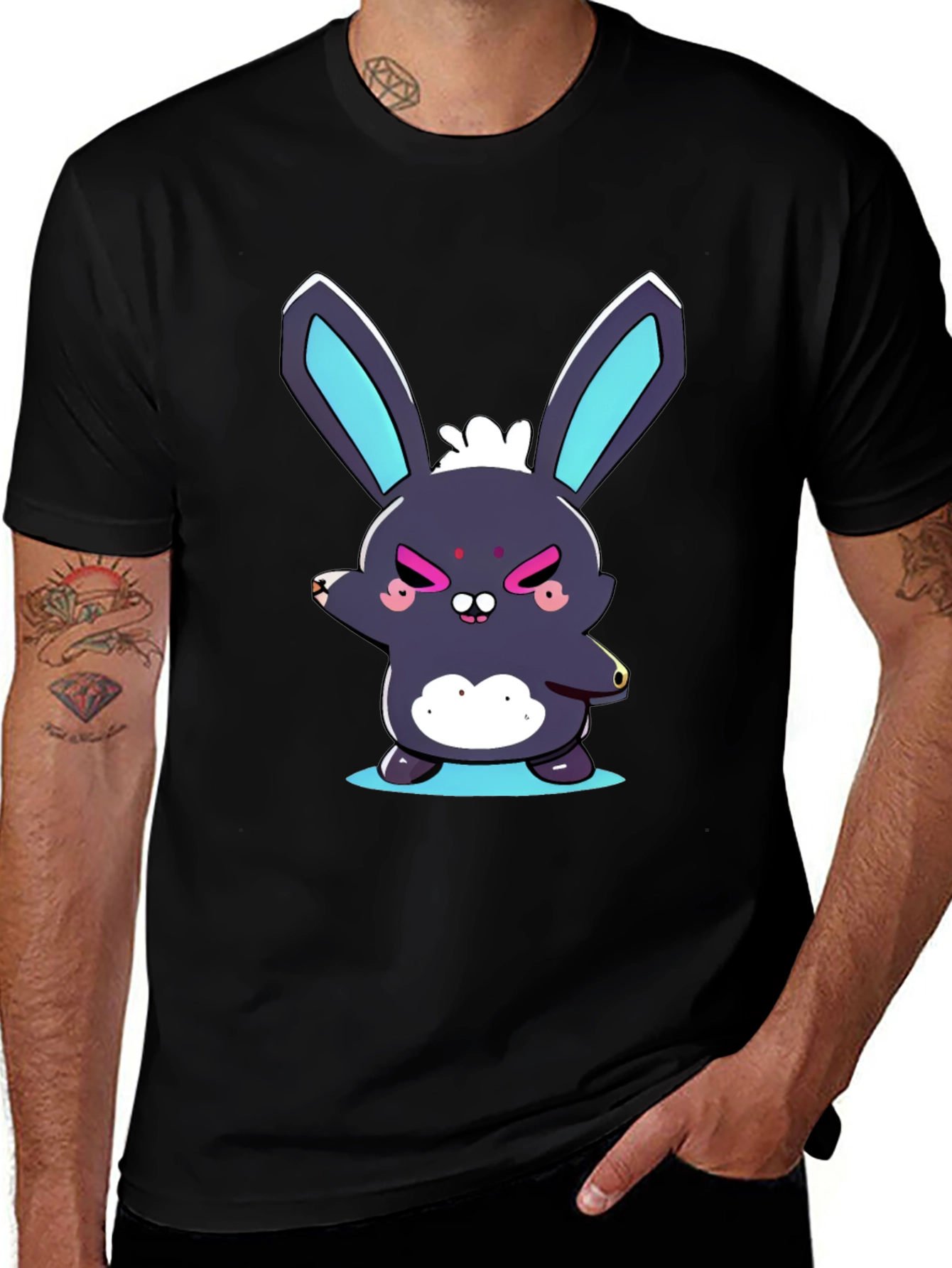 Variant 19 of Angry Bunny Graphic Tee - Soft Cotton Blend